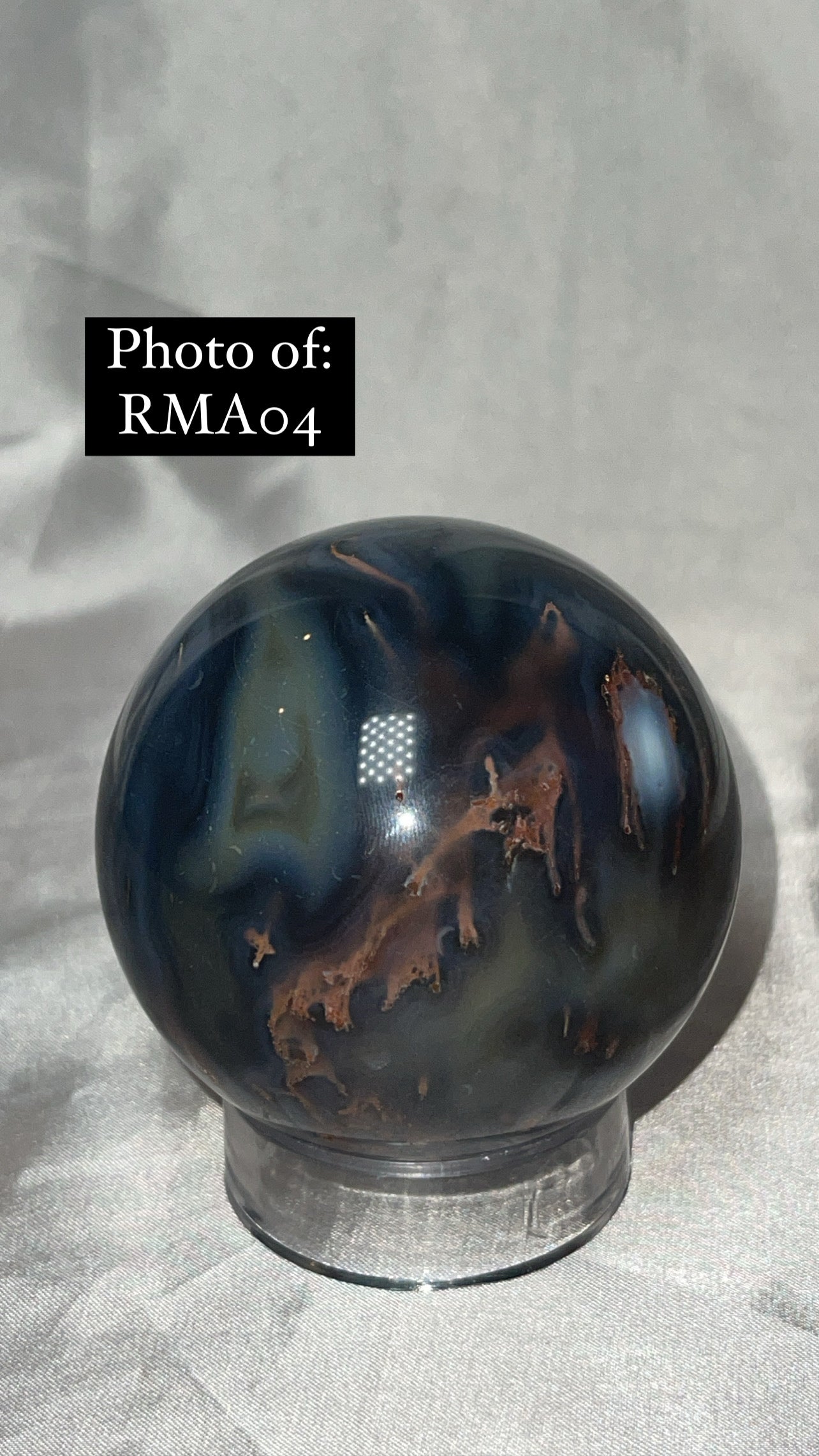Rare Red Moss Agate Orca Agate Large Sphere