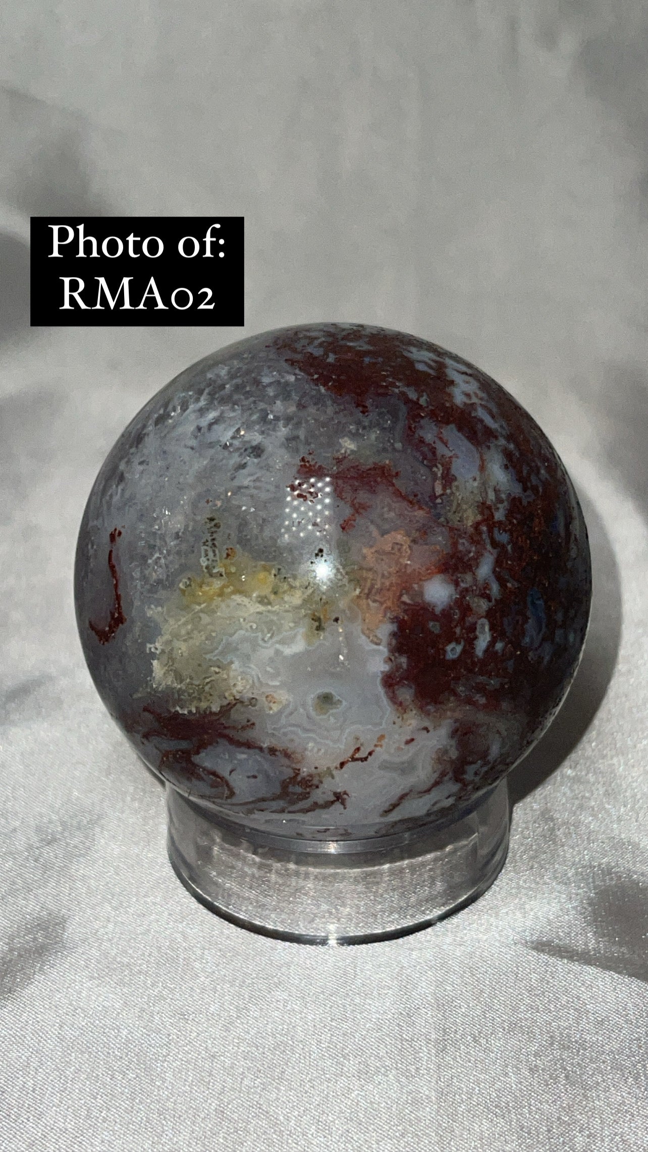 Rare Red Moss Agate Orca Agate Large Sphere