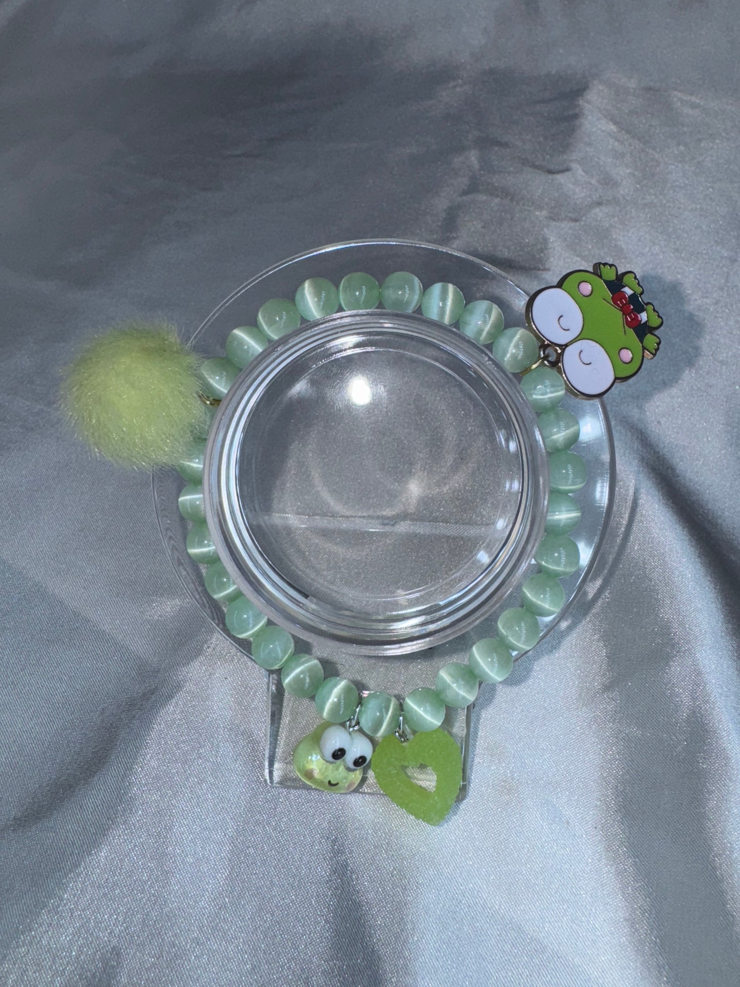 Keroppi Green Selenite 6mm Bracelet
