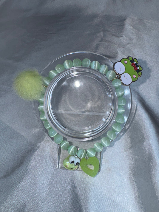 Keroppi Green Selenite 6mm Bracelet