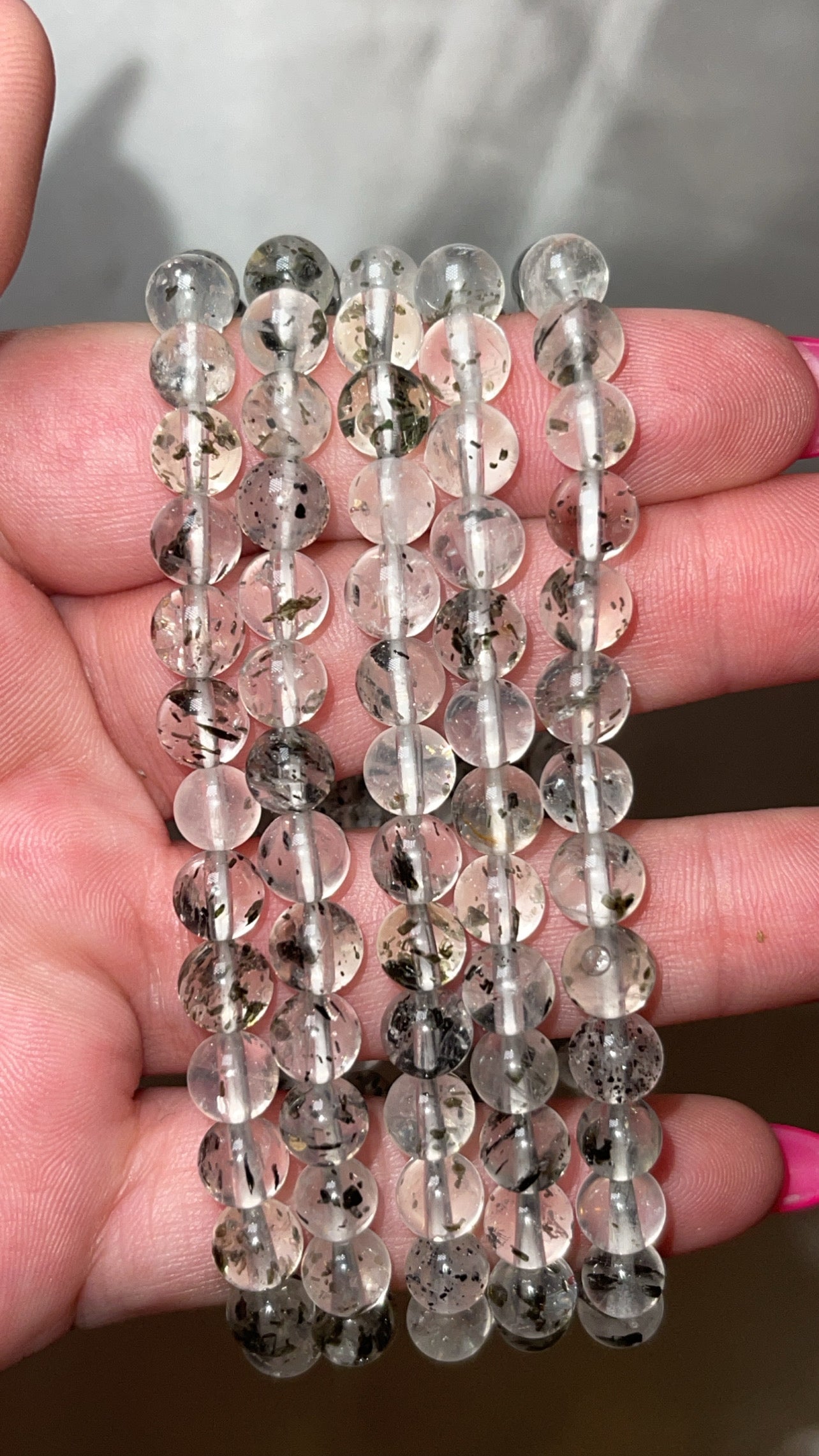 Green Mica Included Quartz 6mm Bracelet