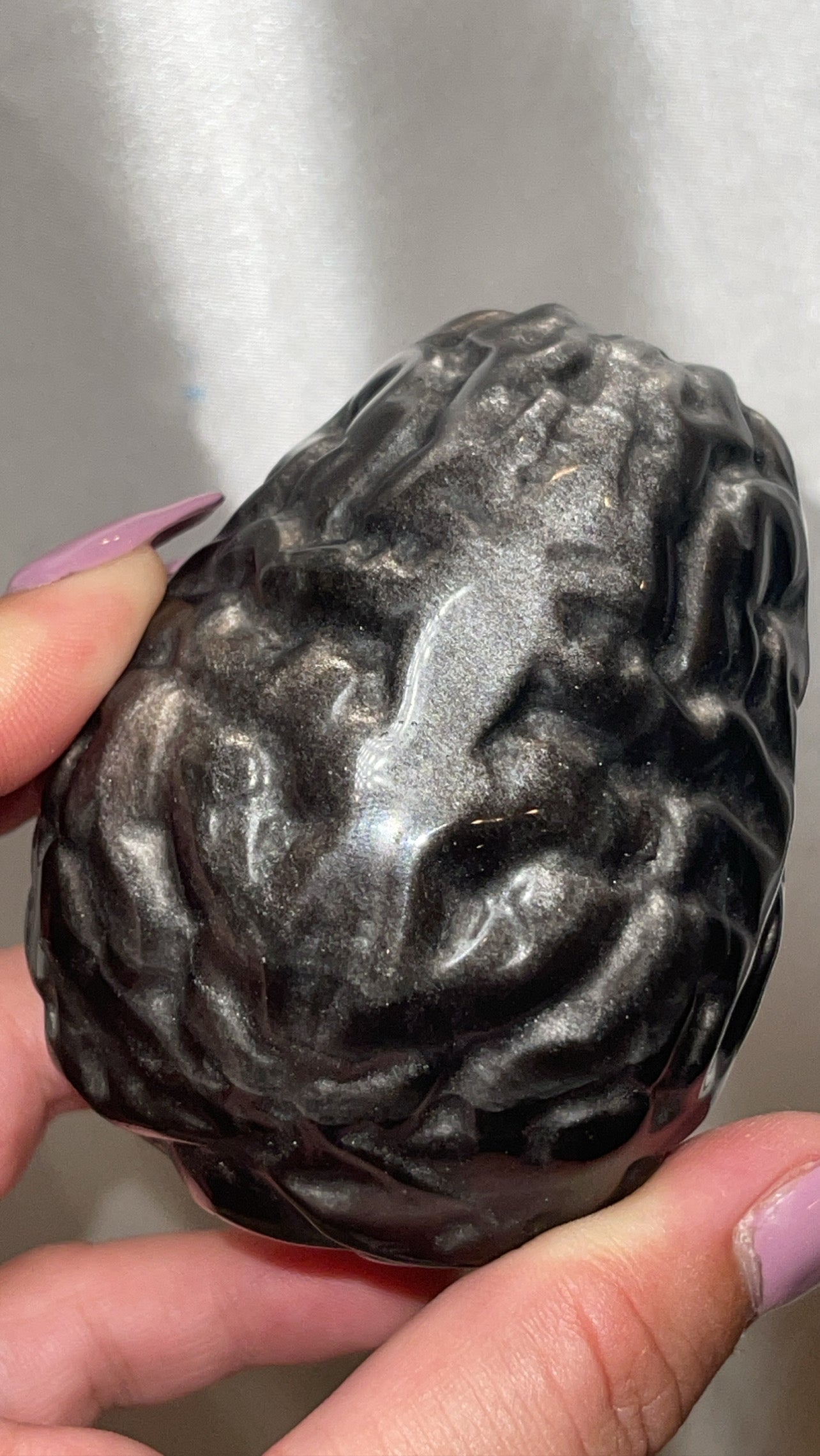 Silver Sheen Obsidian Large Anatomical Brain