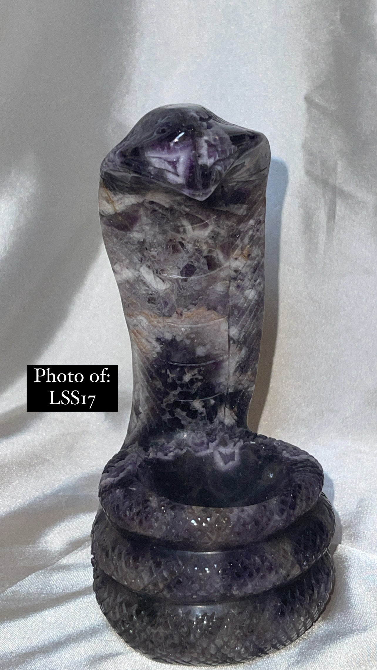 Dream Amethyst Large Snake Sphere Holder Carving