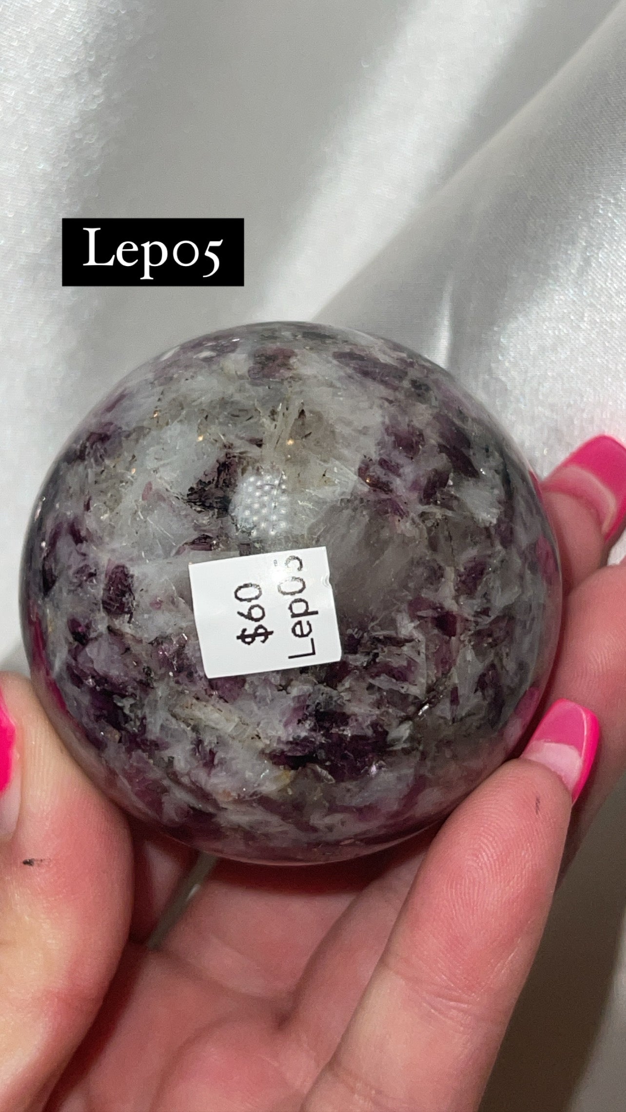 Mica Lepidolite Sphere with Pink Metal Stand