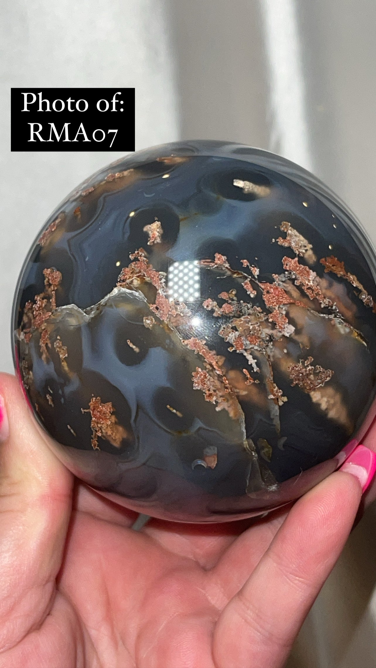 Rare Red Moss Agate Orca Agate Large Sphere