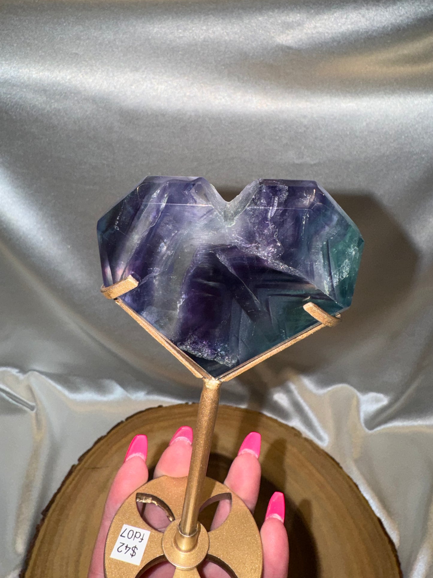 Fluorite Heart on Stands AAA