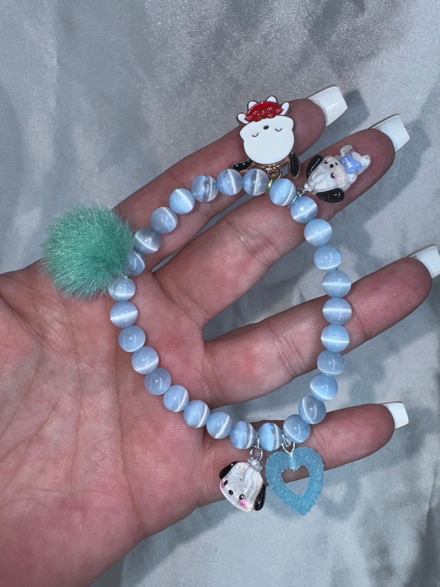 Pochacco Blue Selenite 6mm Bracelet