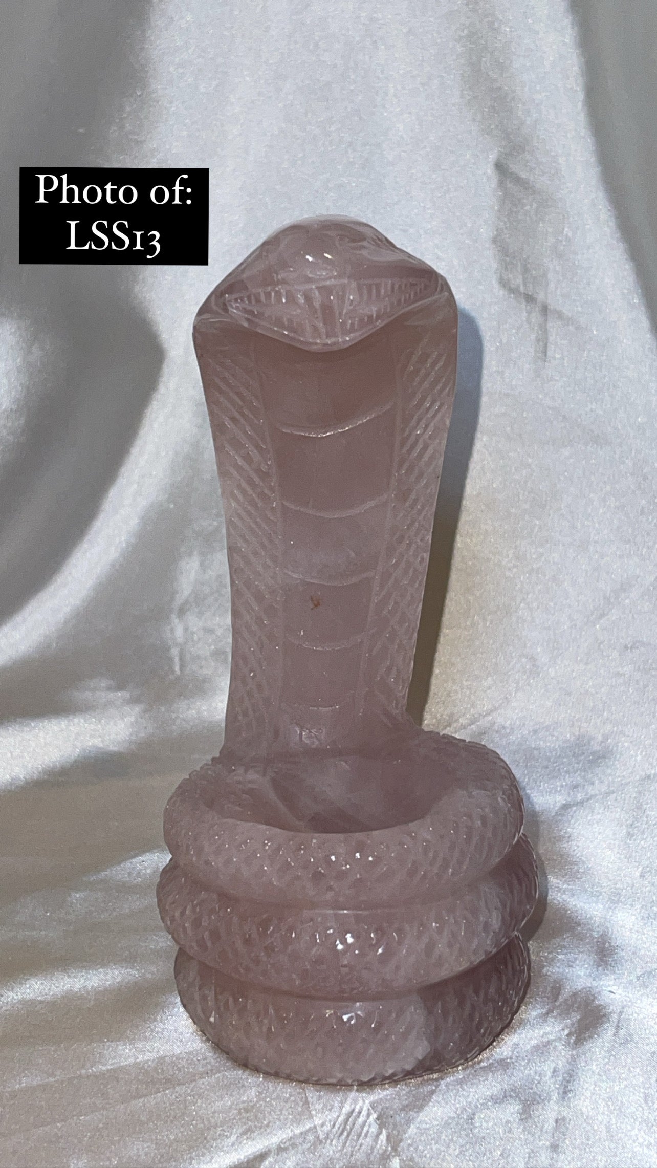 Rose Quartz Large Snake Sphere Holder Carving
