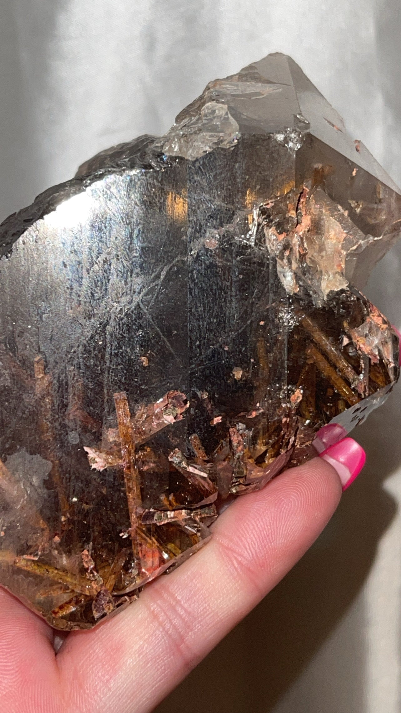 Rare Red Epidote Smoky Quartz AAA Large Raw Point