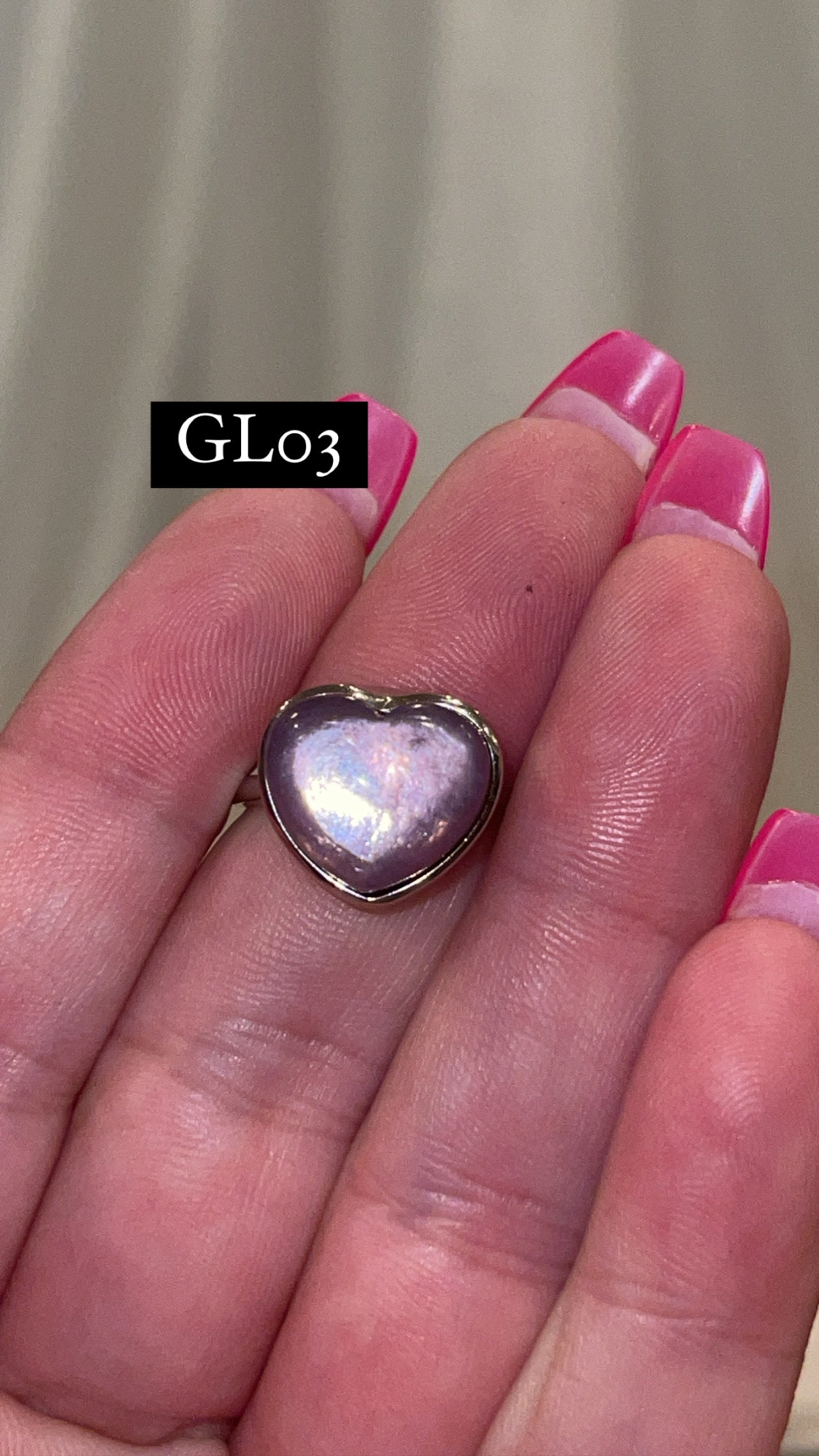 Gem Lepidolite 925 Sterling Silver Adjustable Heart Ring (Choose Your Own)