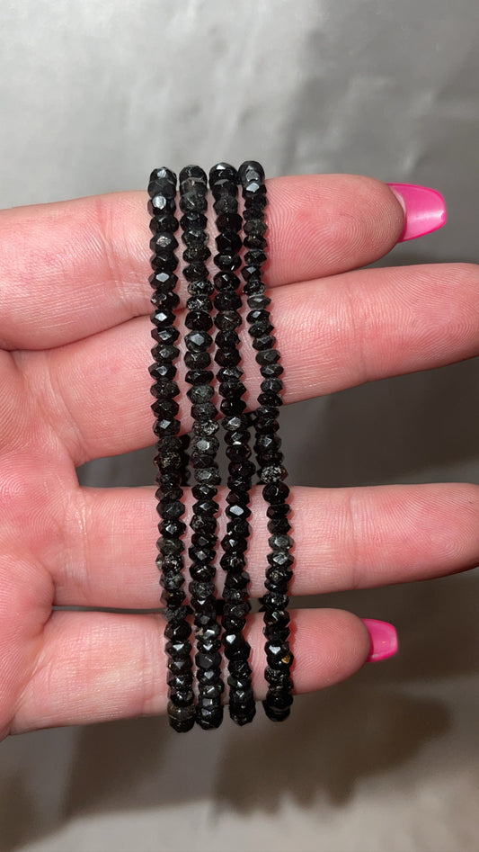Black Tourmaline Faceted 5mm Bracelet