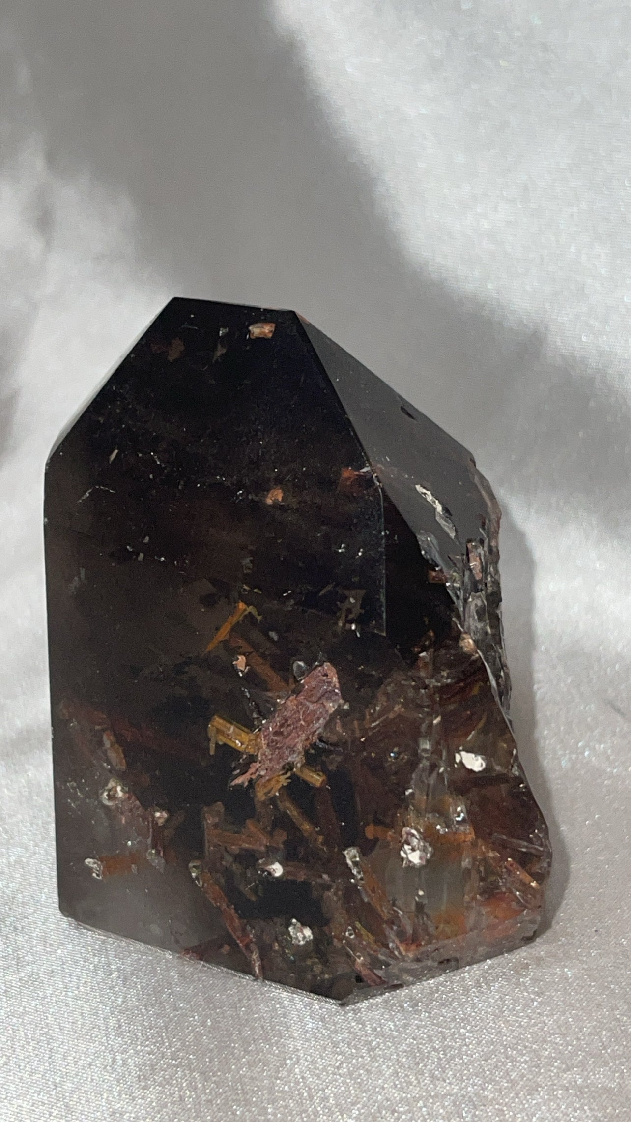Rare Red Epidote Smoky Quartz AAA Large Polished Point