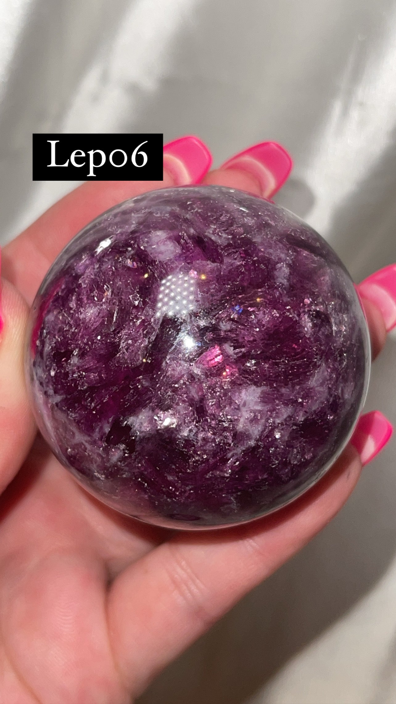 Mica Lepidolite Sphere with Pink Metal Stand