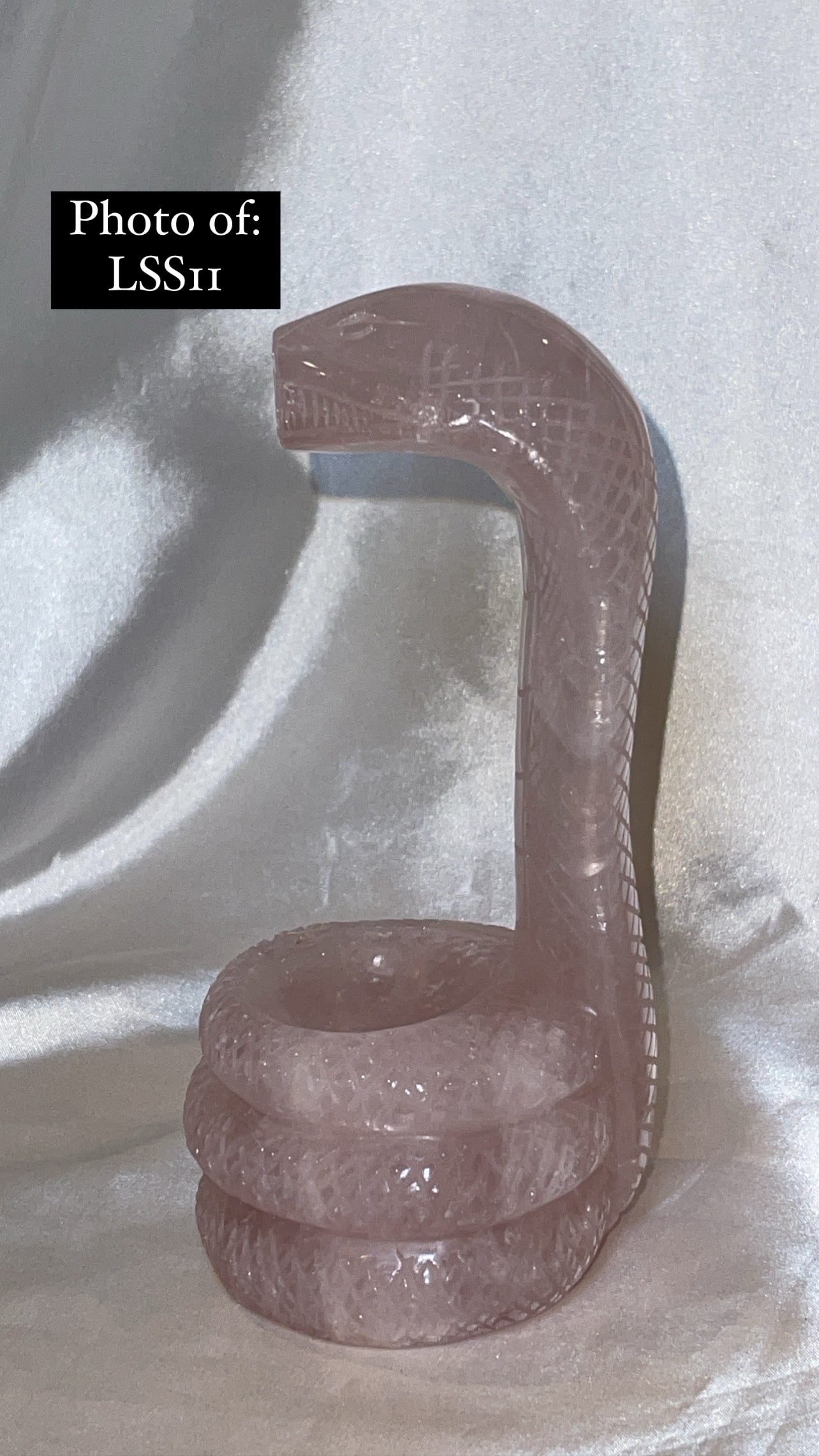 Rose Quartz Large Snake Sphere Holder Carving