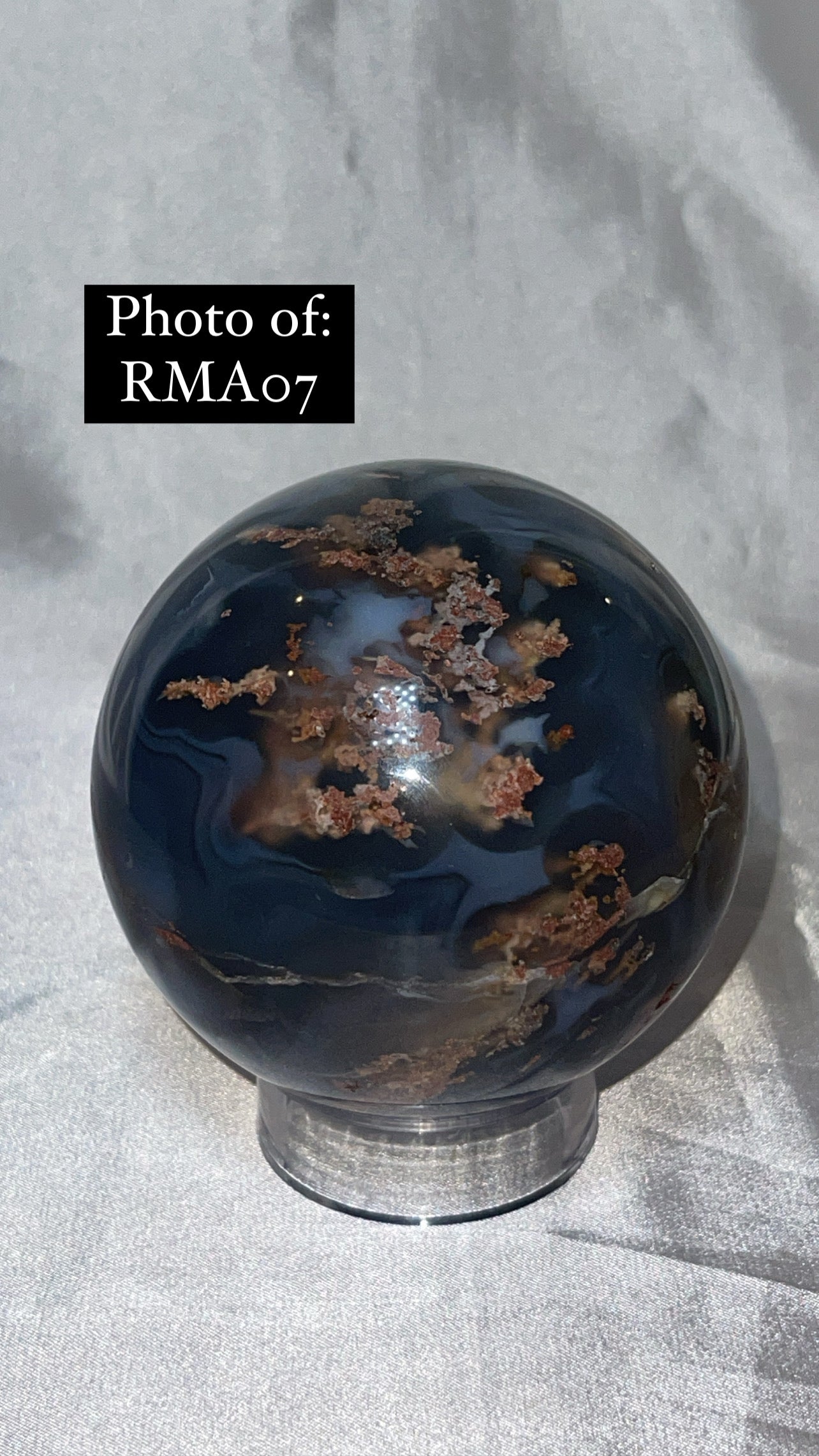 Rare Red Moss Agate Orca Agate Large Sphere