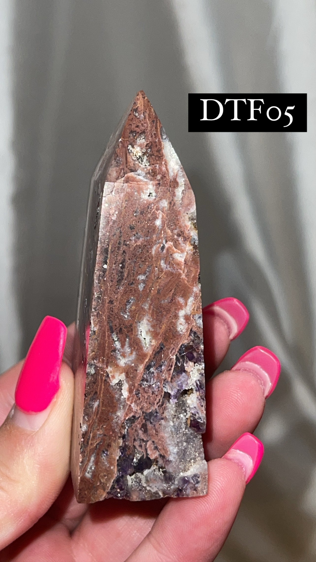 Druzy Sphalerite with Pink & Purple Fluorite Tower