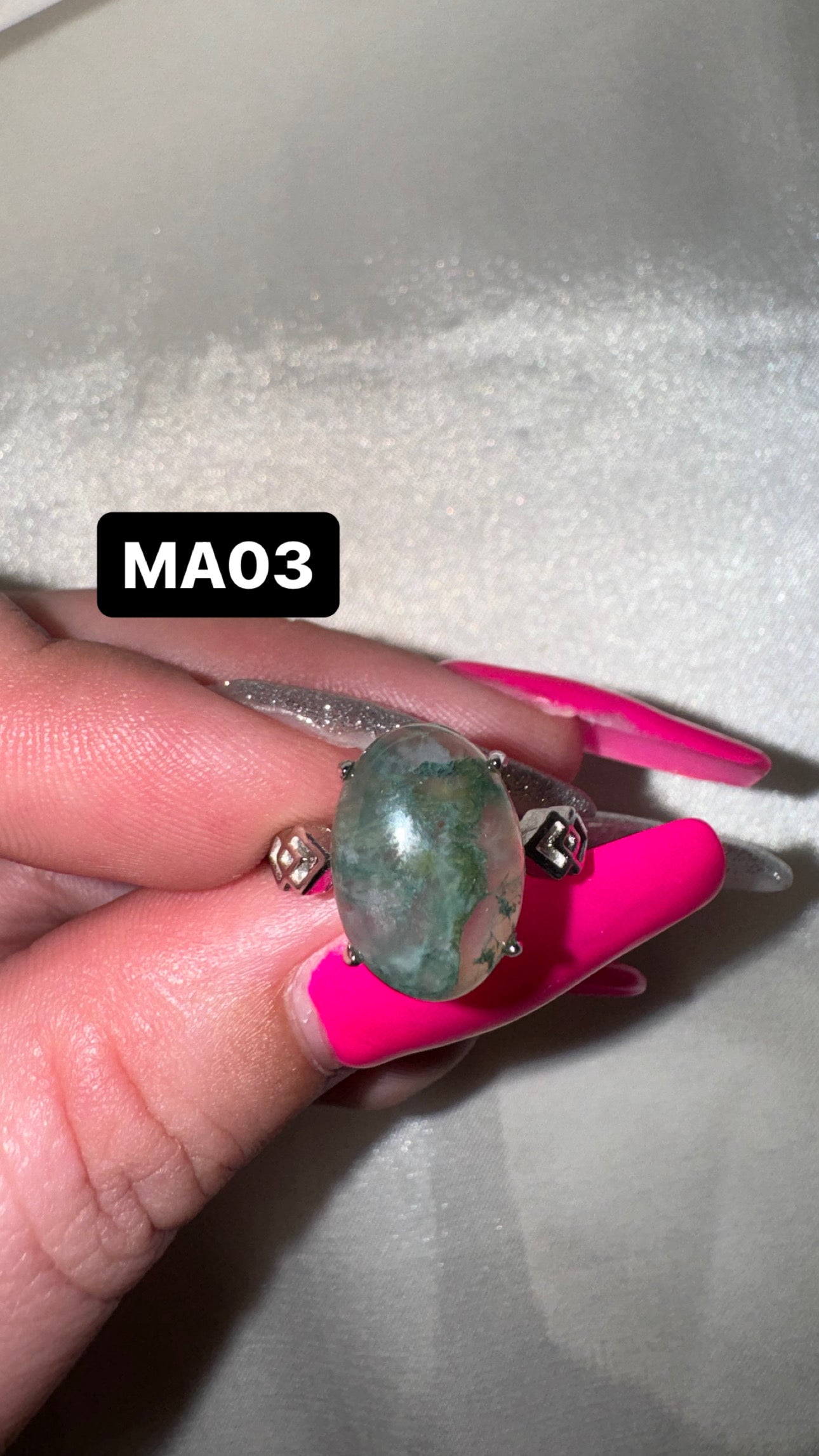 Moss Agate Adjustable Ring