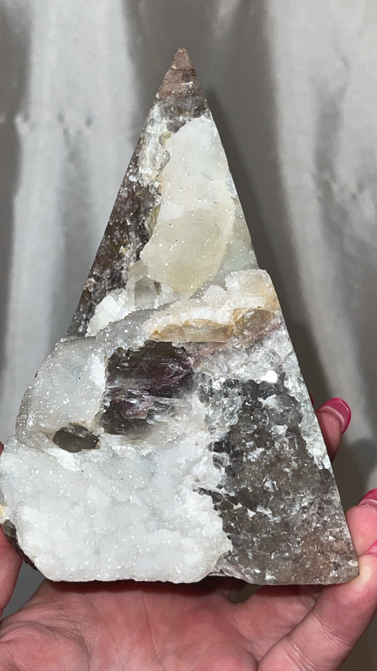 Druzy Sphalerite with Pink & Purple Fluorite XL Tower