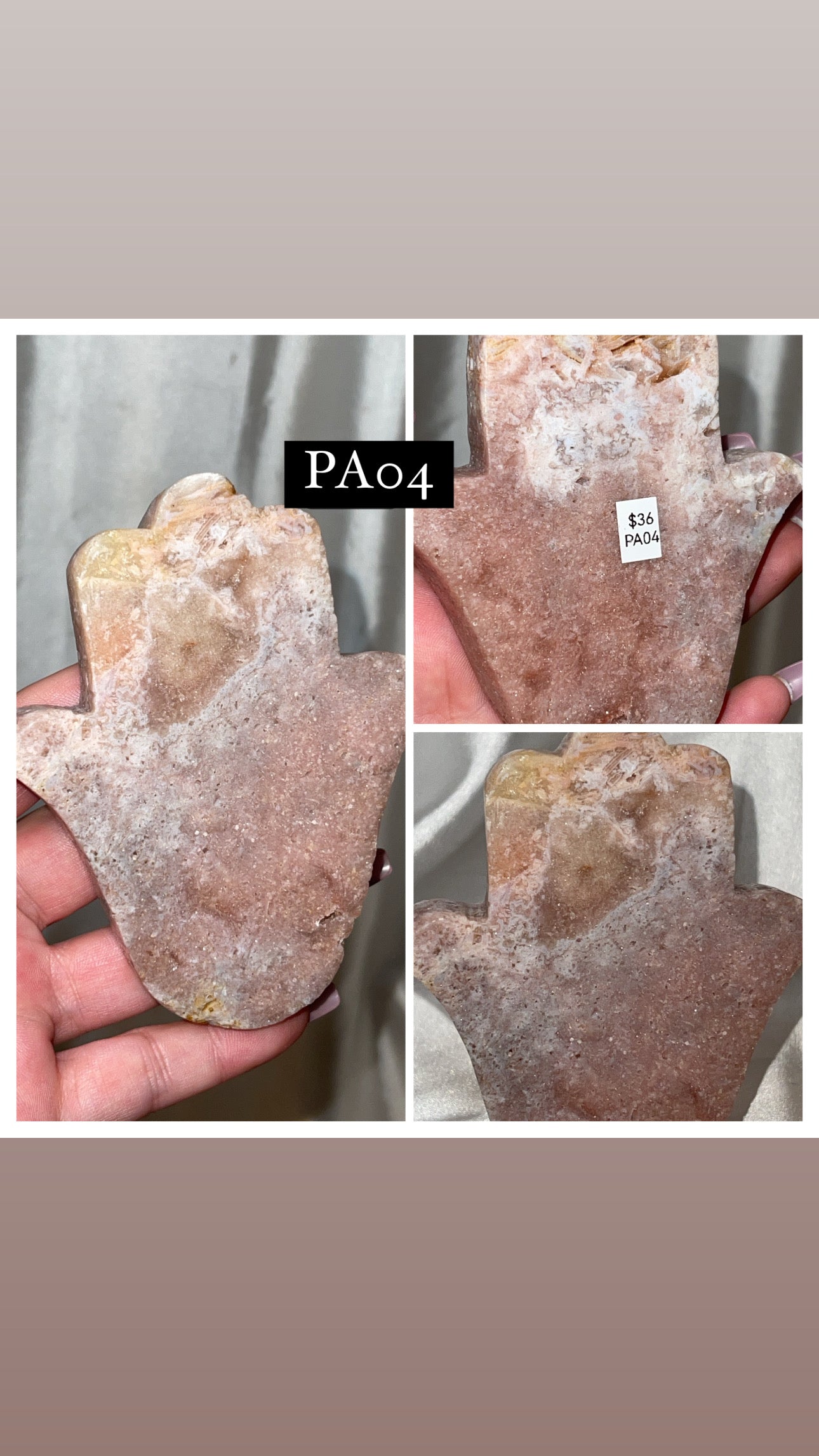 Pink Amethyst Large Hamsa