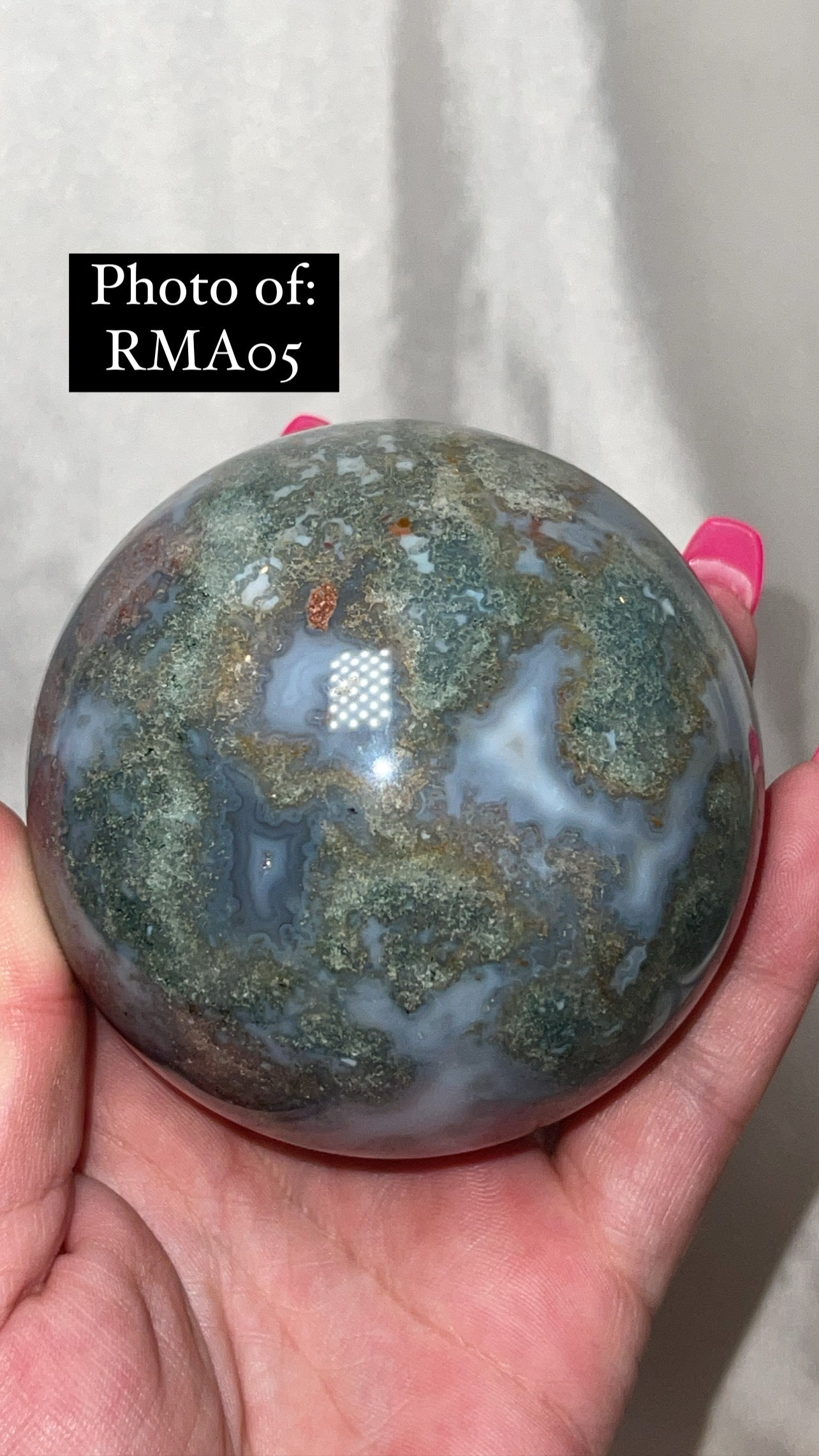 Rare Red Moss Agate Orca Agate Large Sphere