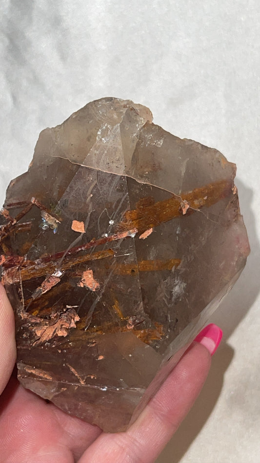 Rare Red Epidote Smoky Quartz AAA Large Raw Point