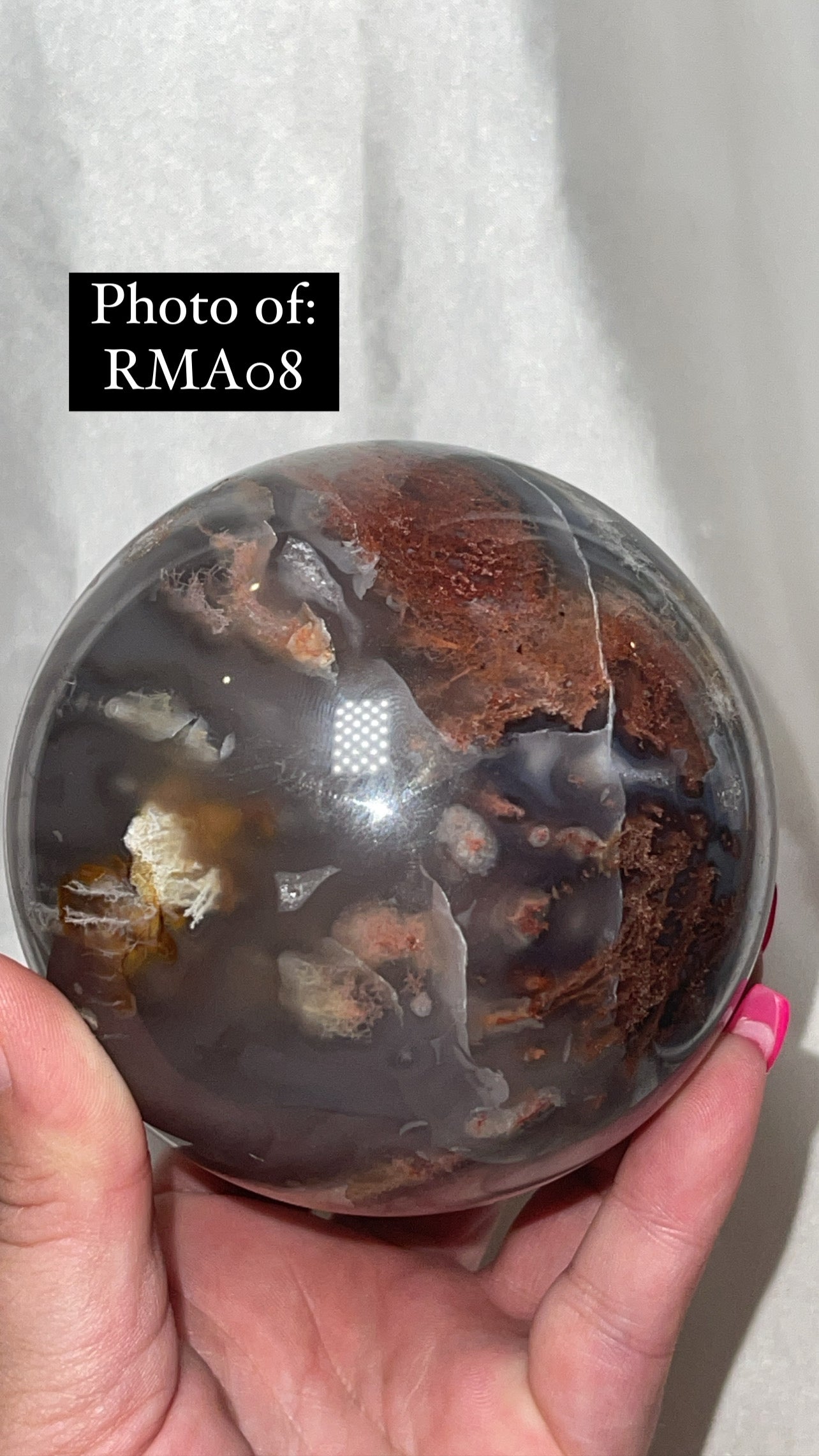 Rare Red Moss Agate Orca Agate Large Sphere