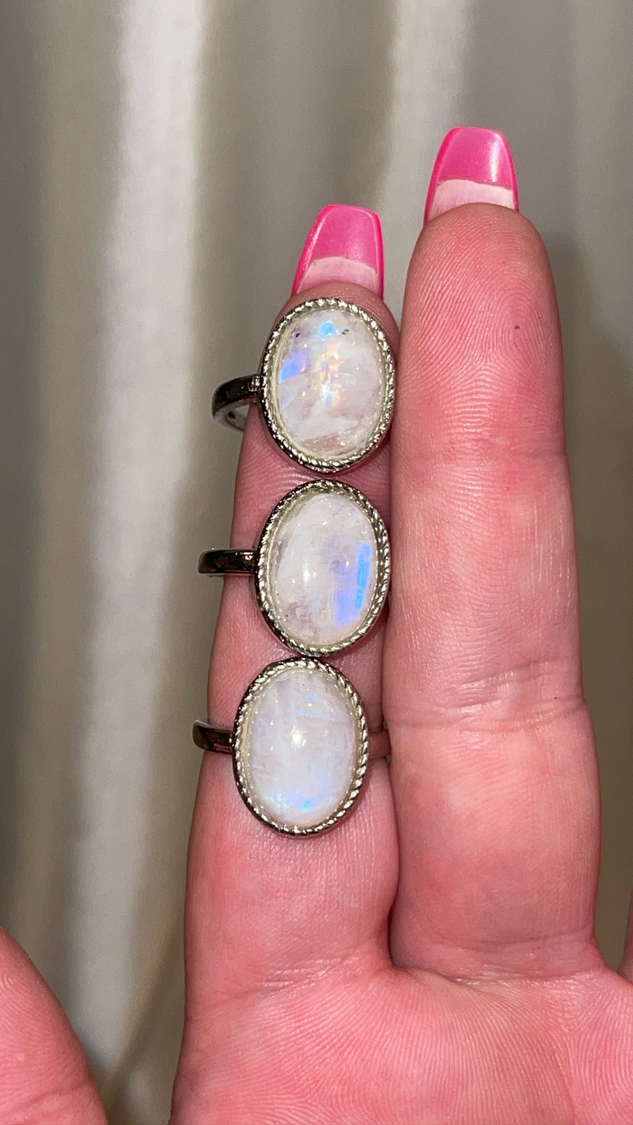 Rainbow Moonstone AAA Adjustable Ring
