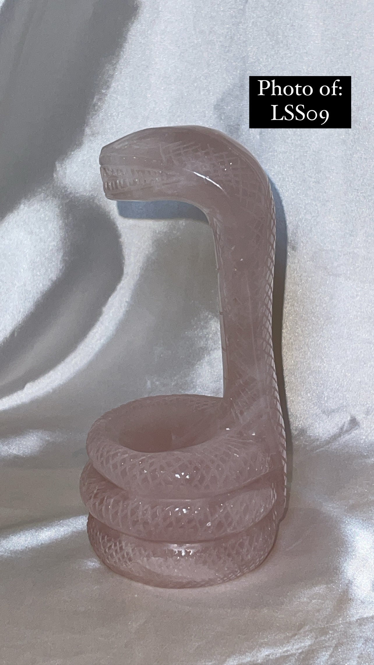 Rose Quartz Large Snake Sphere Holder Carving