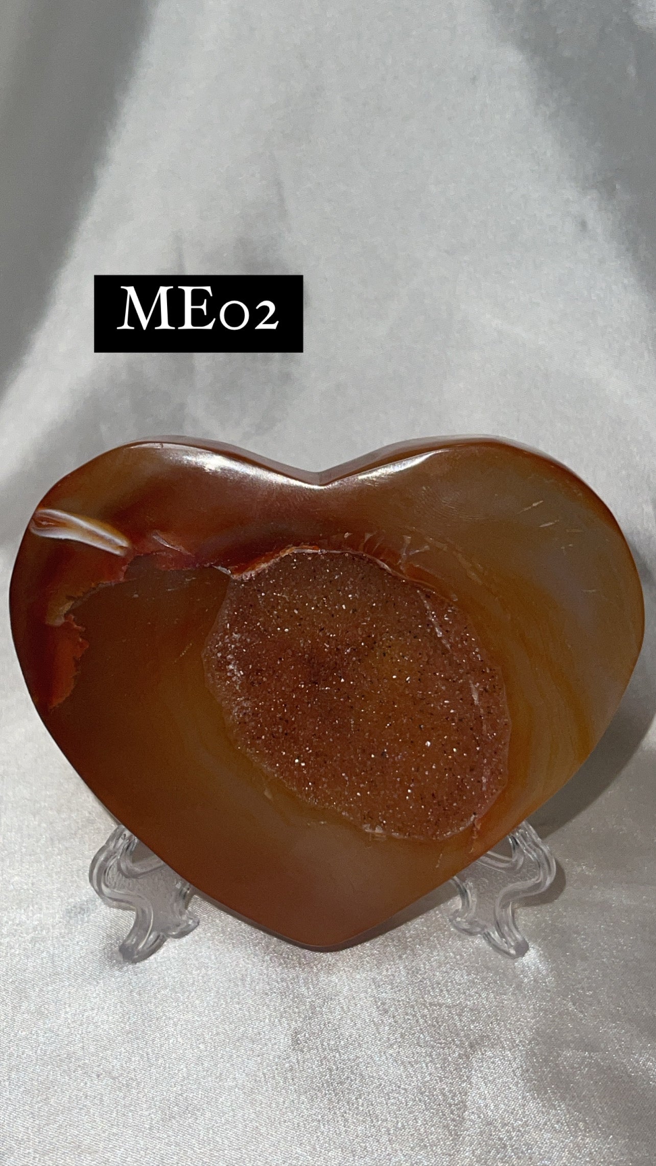 Druzy Carnelian Large Heart on Stand