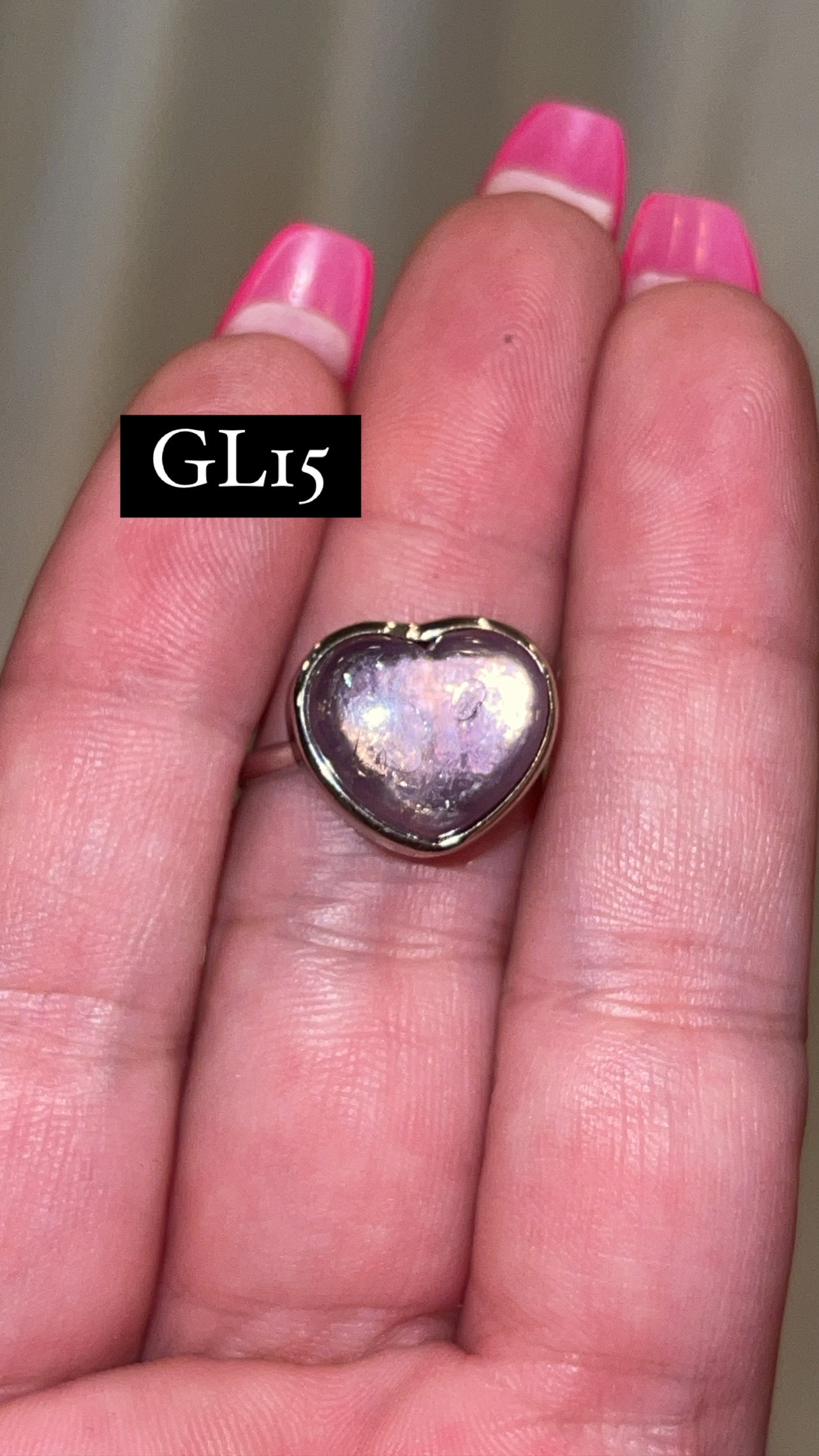 Gem Lepidolite 925 Sterling Silver Adjustable Heart Ring (Choose Your Own)