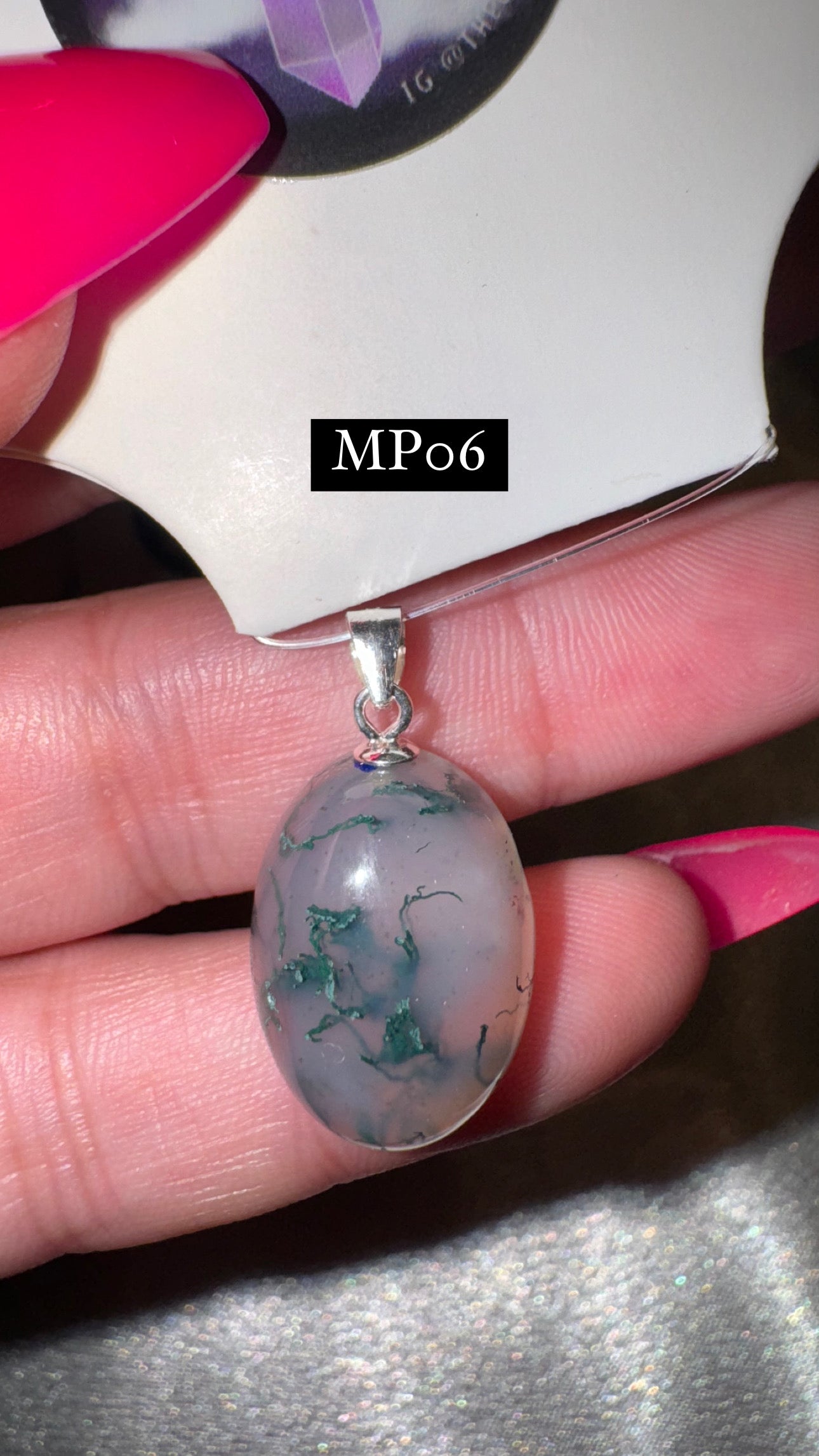 Moss agate Pendant 925S