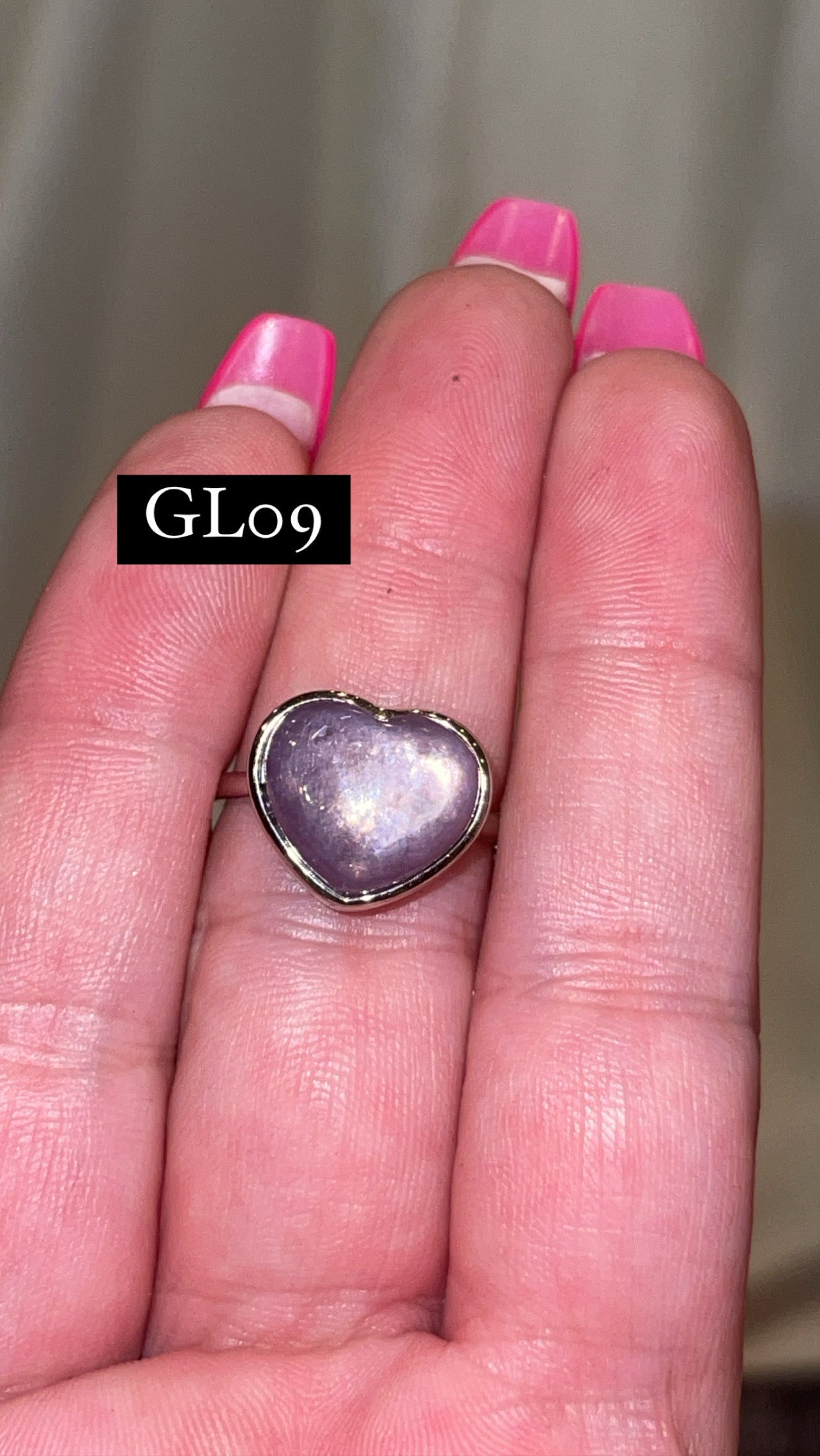 Gem Lepidolite 925 Sterling Silver Adjustable Heart Ring (Choose Your Own)
