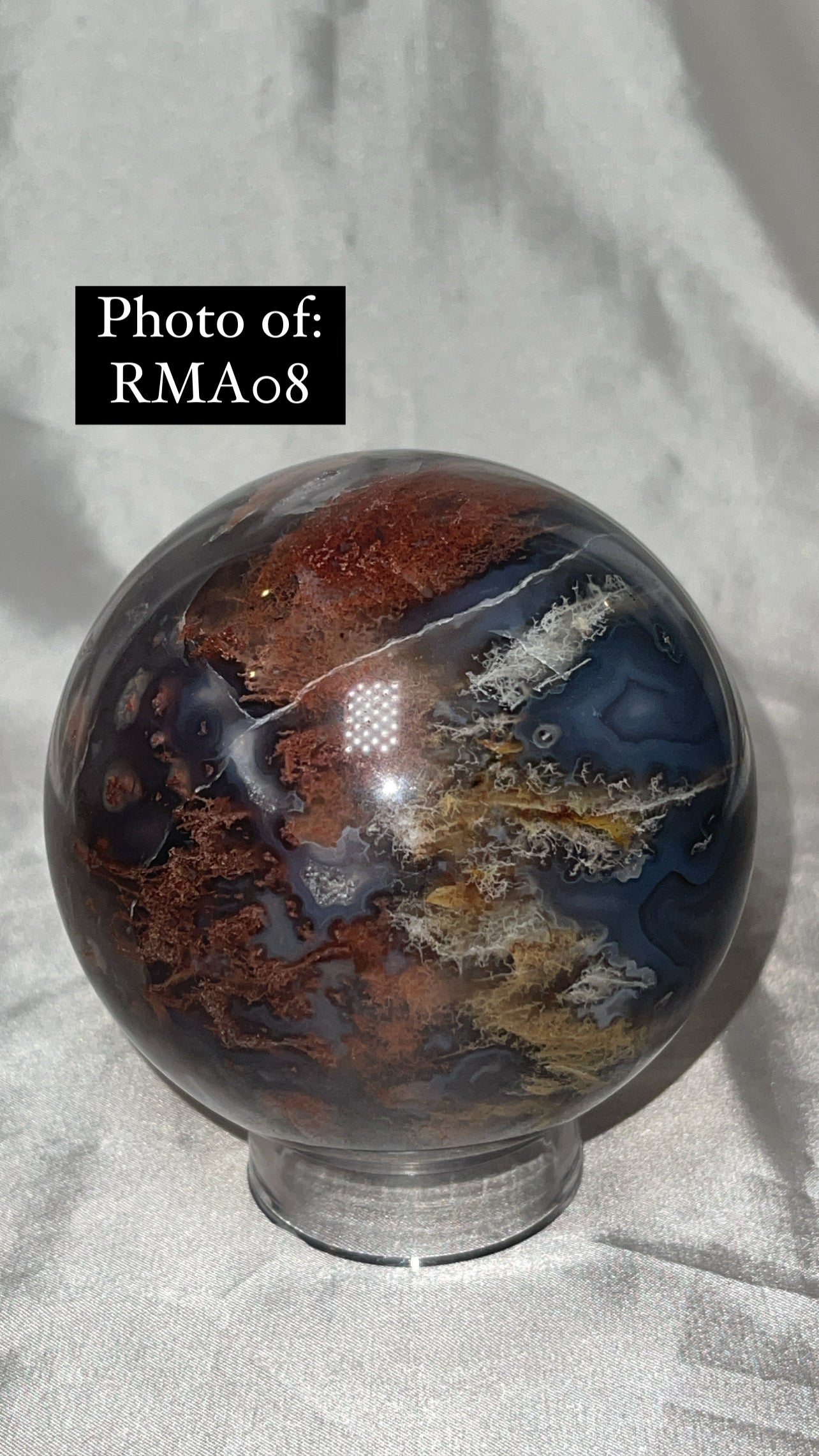 Rare Red Moss Agate Orca Agate Large Sphere