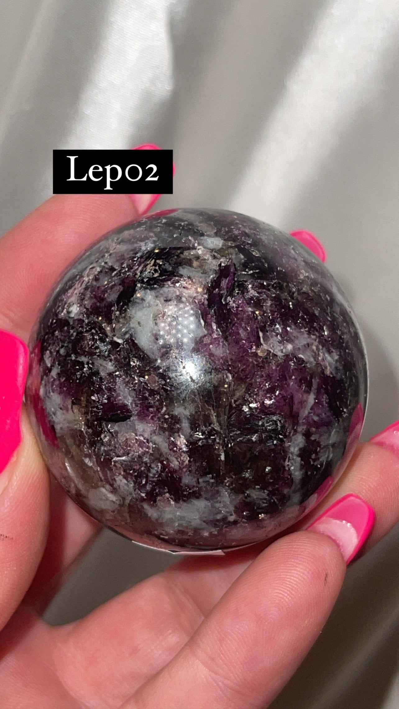 Mica Lepidolite Sphere with Pink Metal Stand
