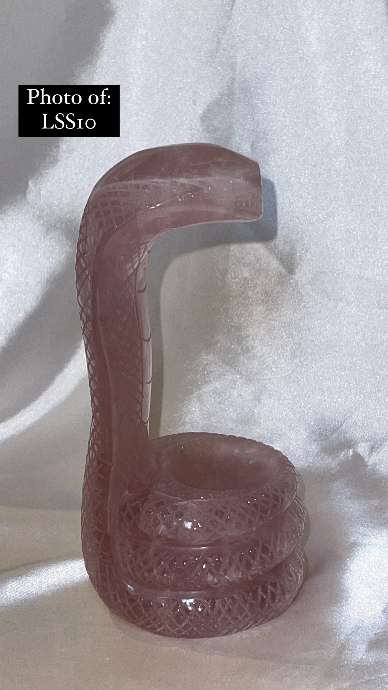 Rose Quartz Large Snake Sphere Holder Carving