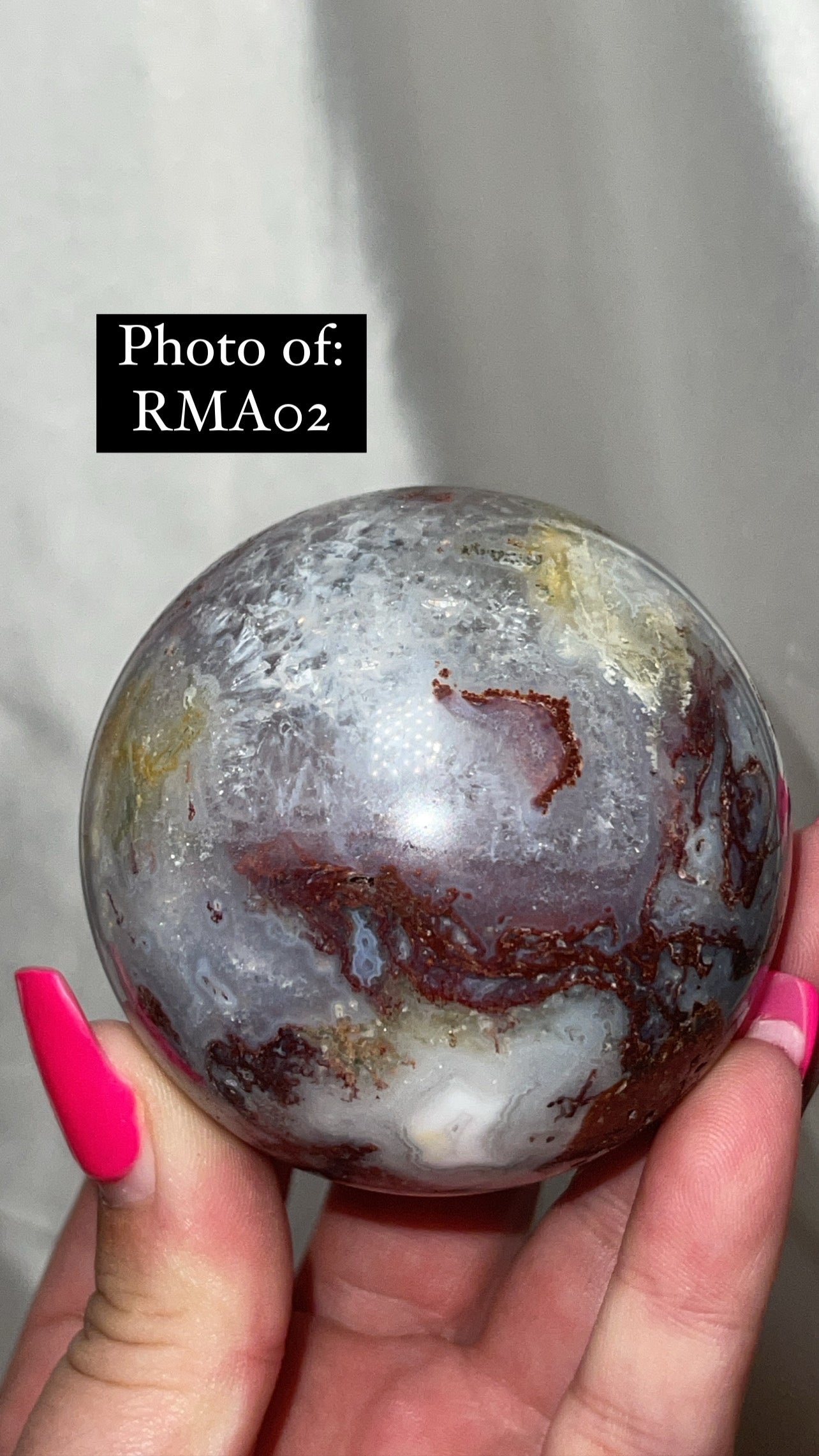 Rare Red Moss Agate Orca Agate Large Sphere