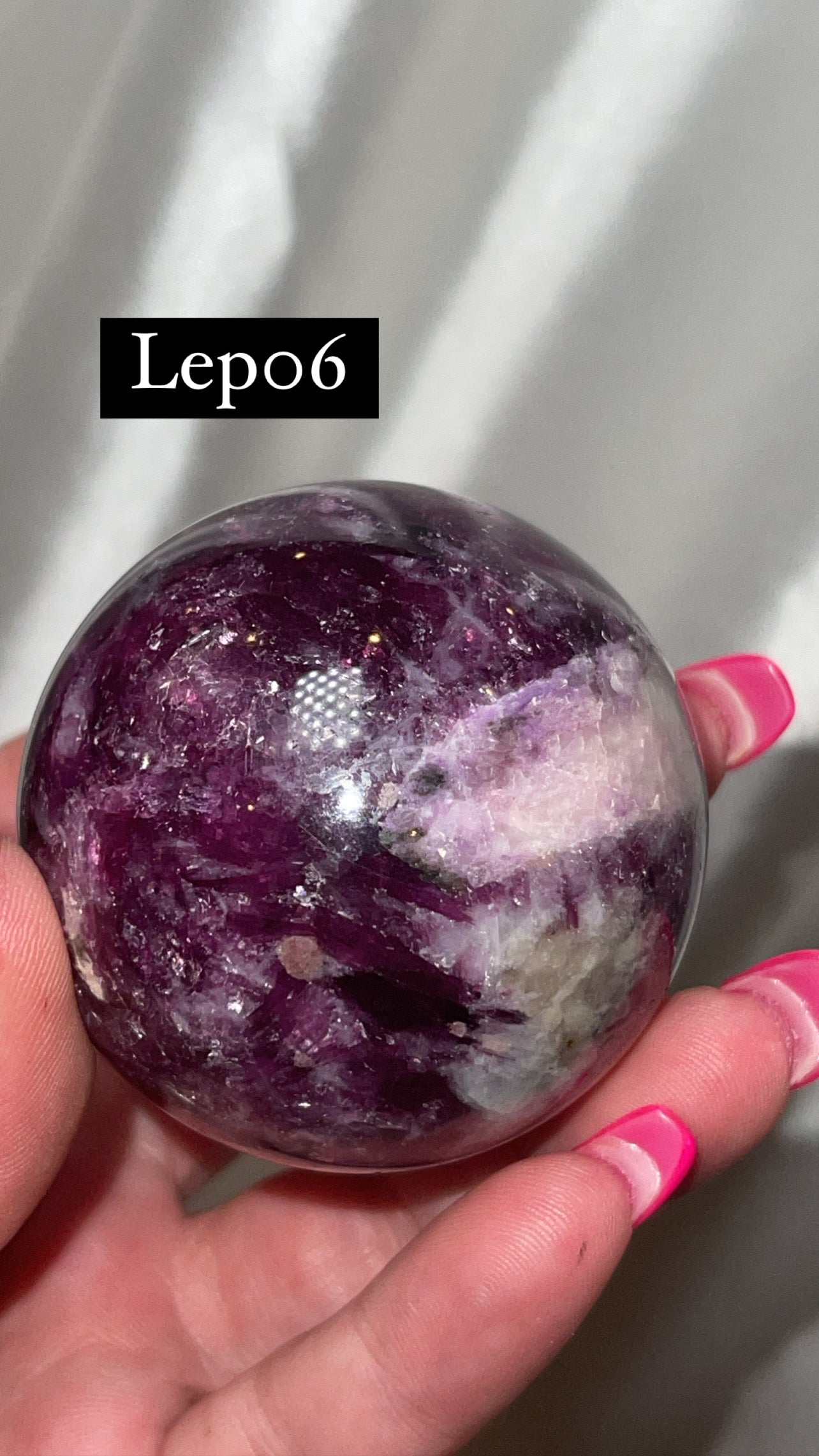 Mica Lepidolite Sphere with Pink Metal Stand