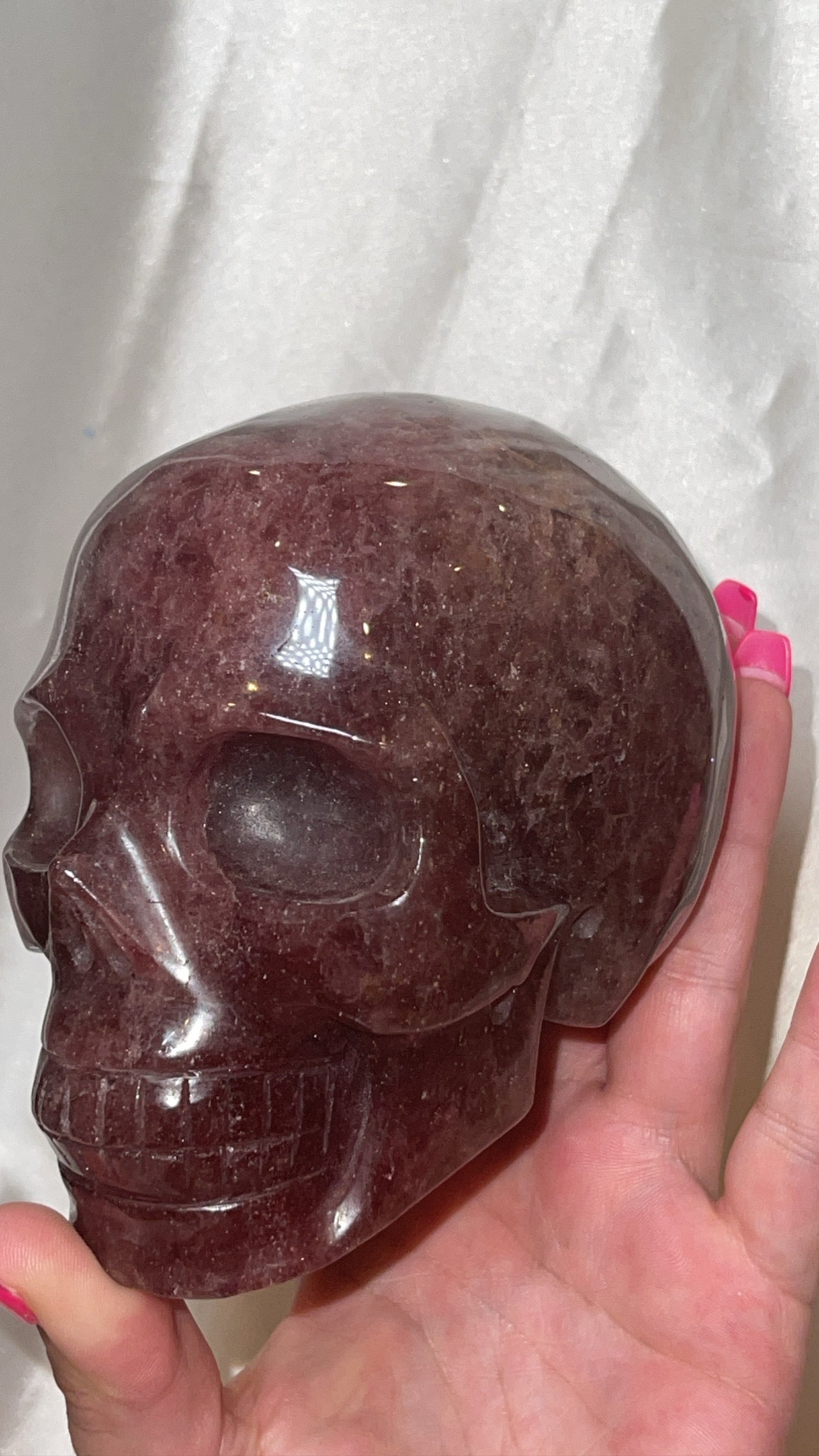 Strawberry Quartz AA XL Skull