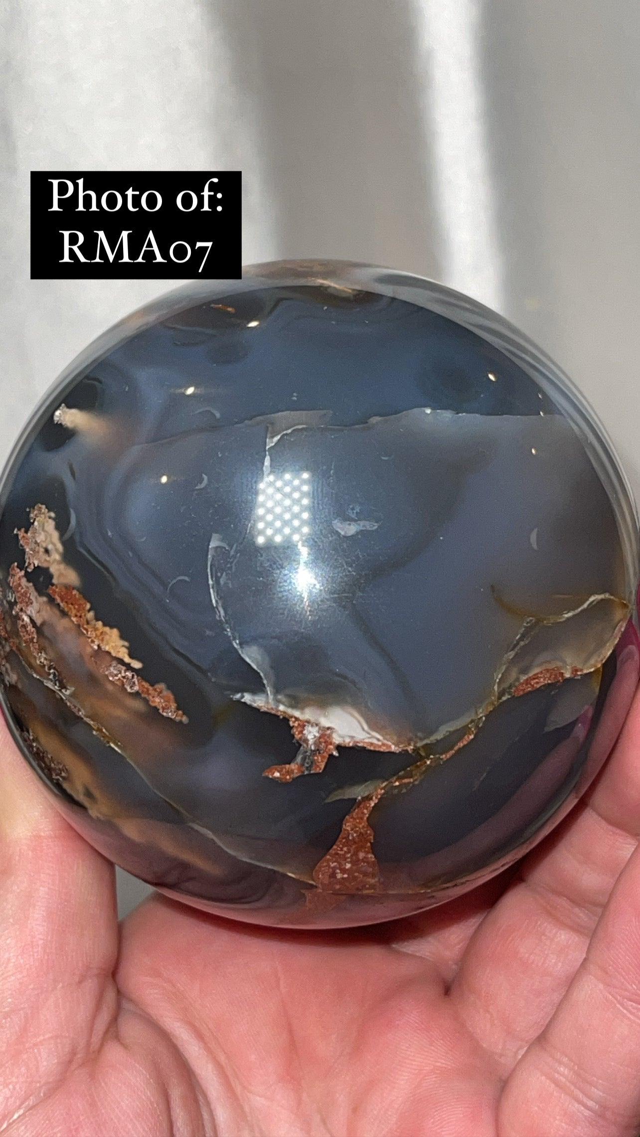 Rare Red Moss Agate Orca Agate Large Sphere