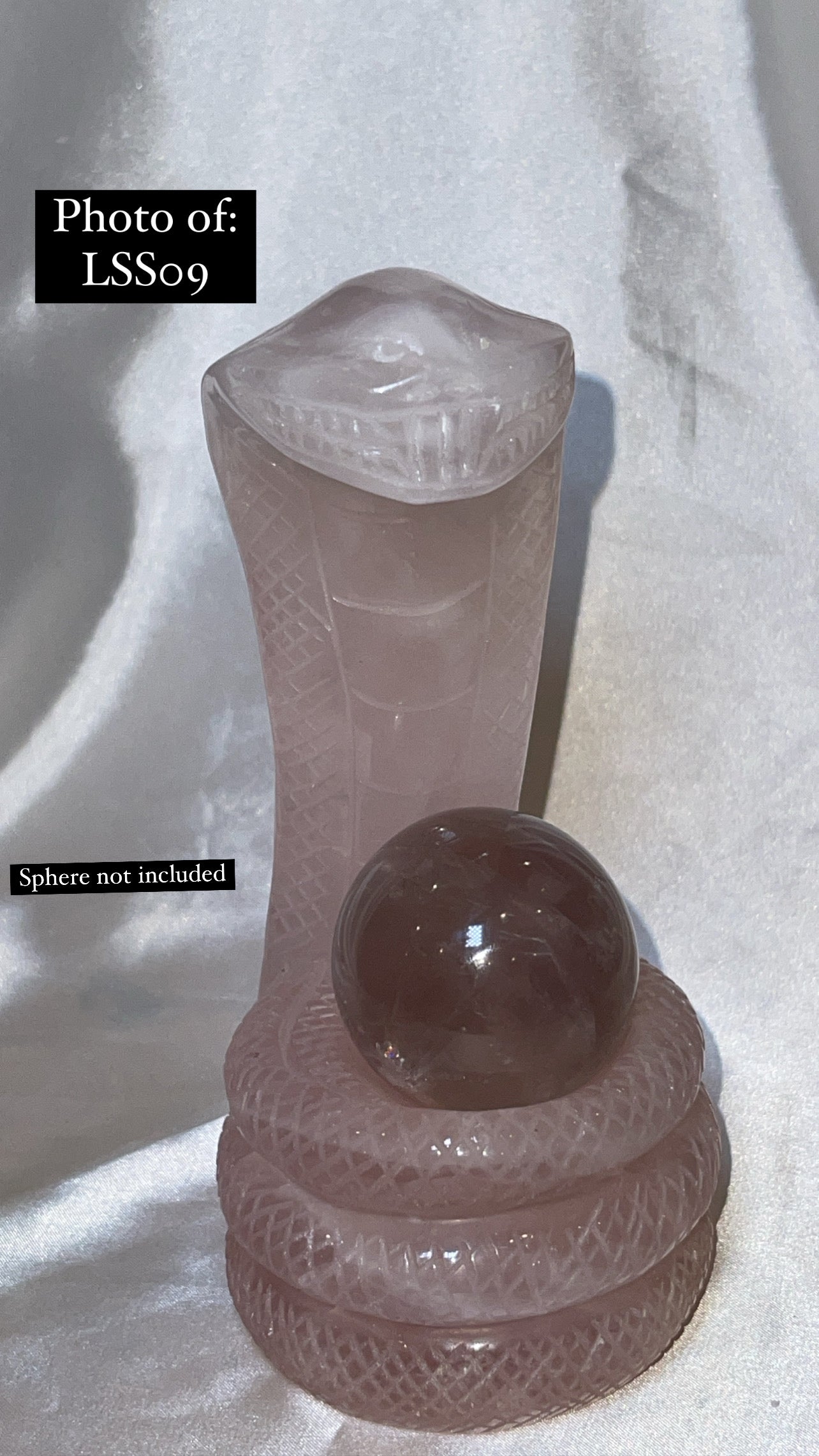 Rose Quartz Large Snake Sphere Holder Carving