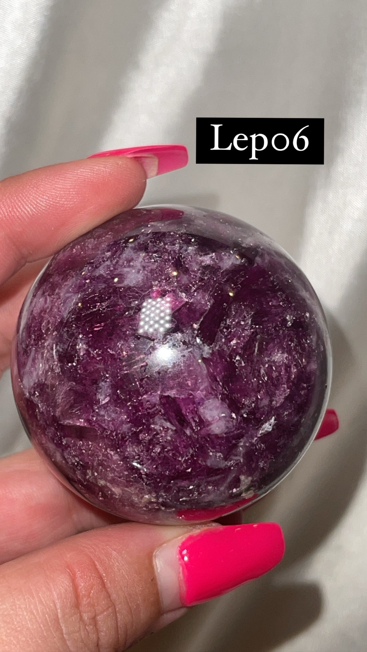 Mica Lepidolite Sphere with Pink Metal Stand