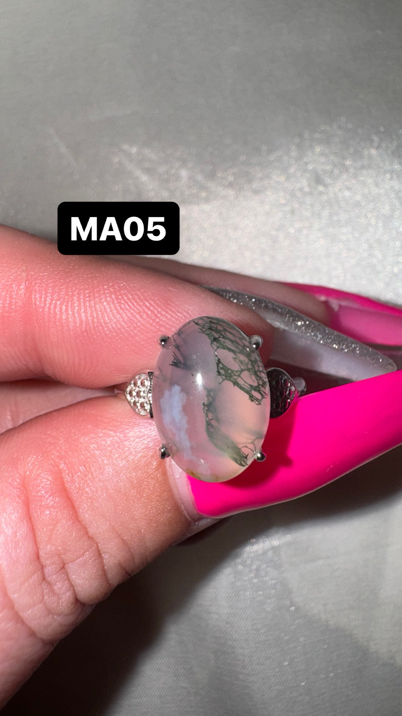 Moss Agate Adjustable Ring