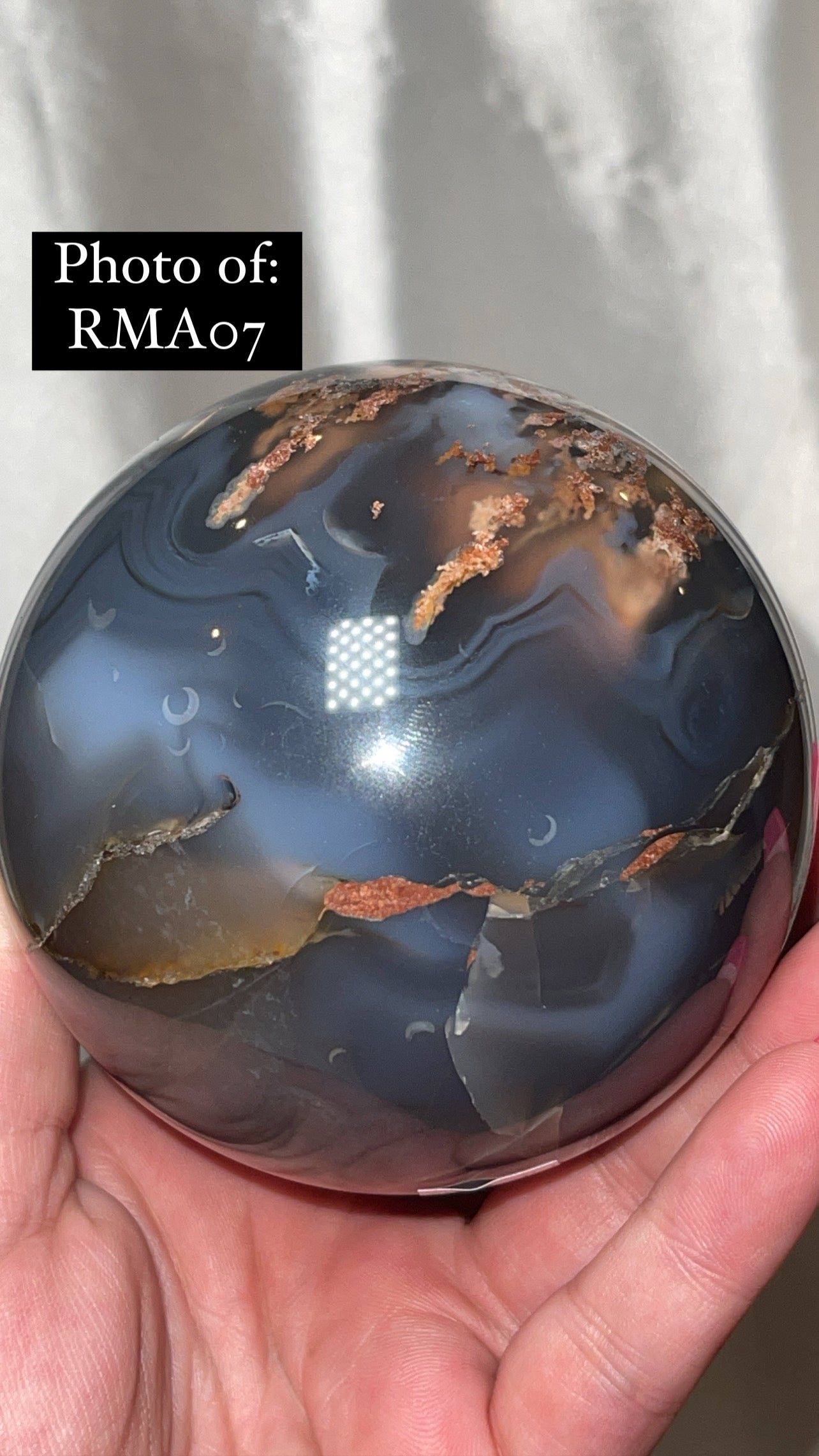 Rare Red Moss Agate Orca Agate Large Sphere