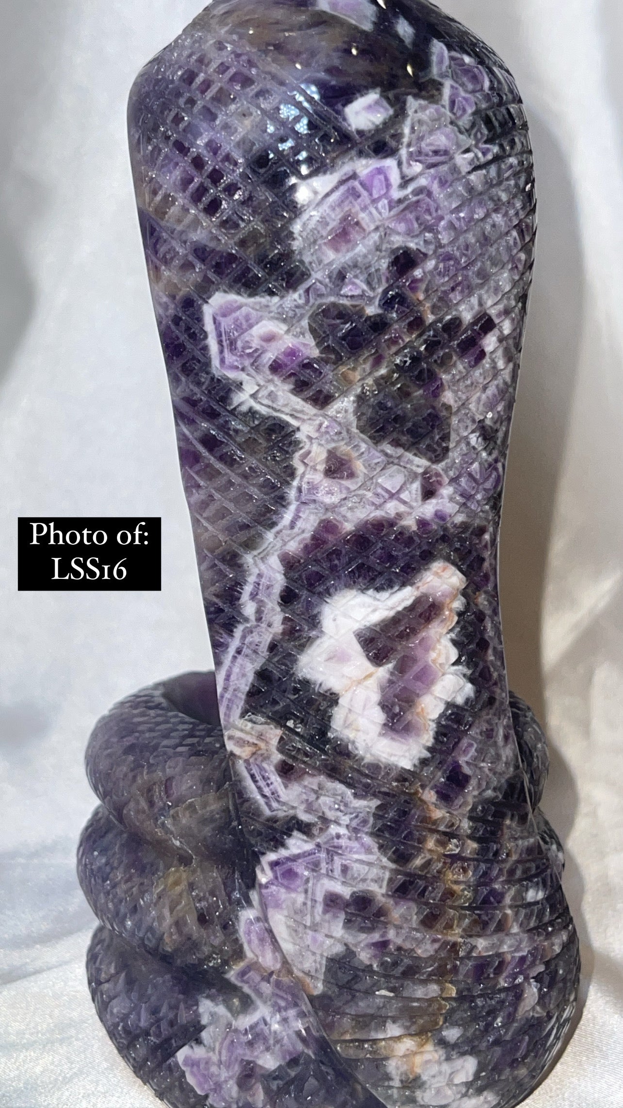 Dream Amethyst Large Snake Sphere Holder Carving
