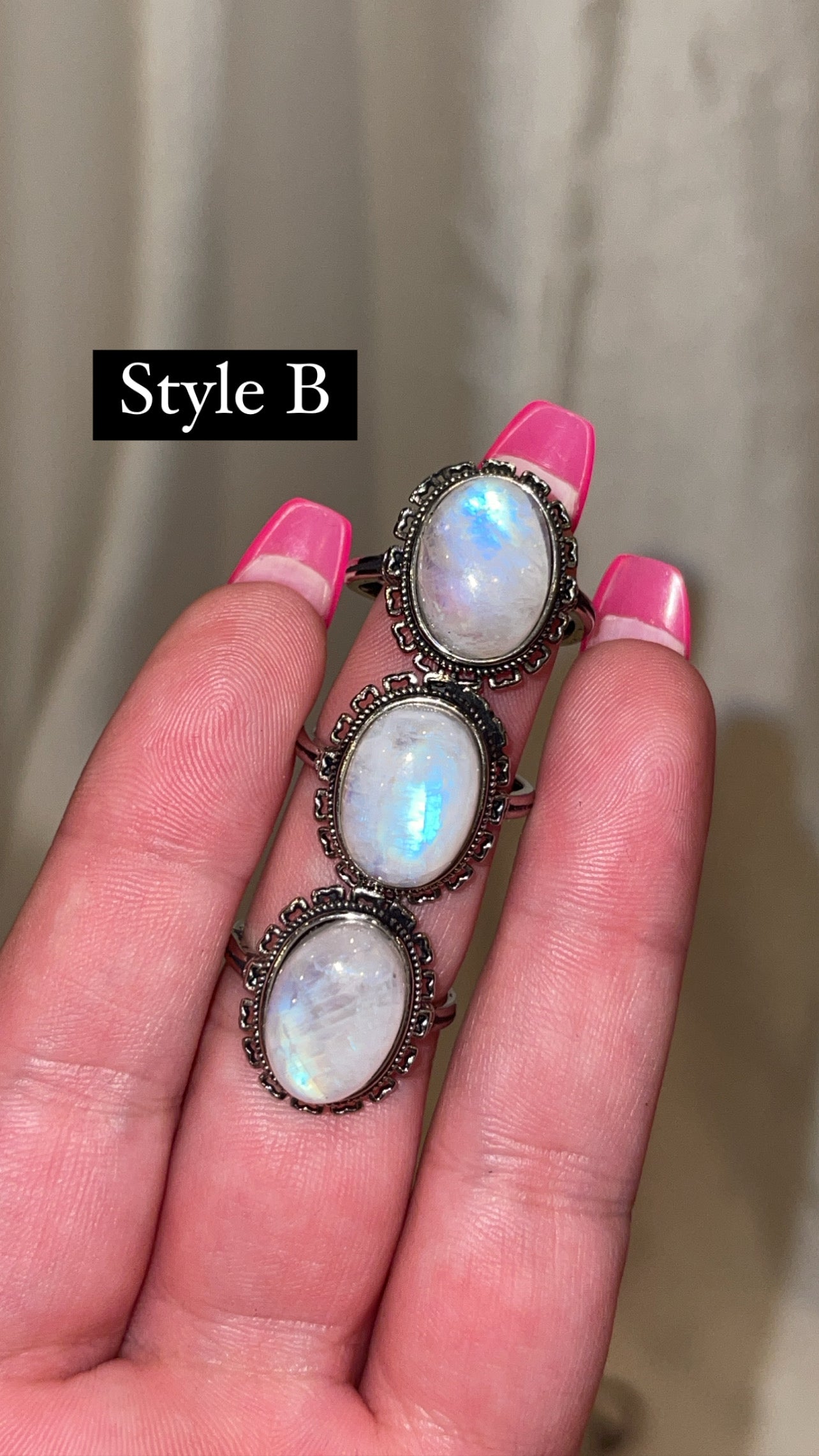 Rainbow Moonstone AAA Adjustable Ring