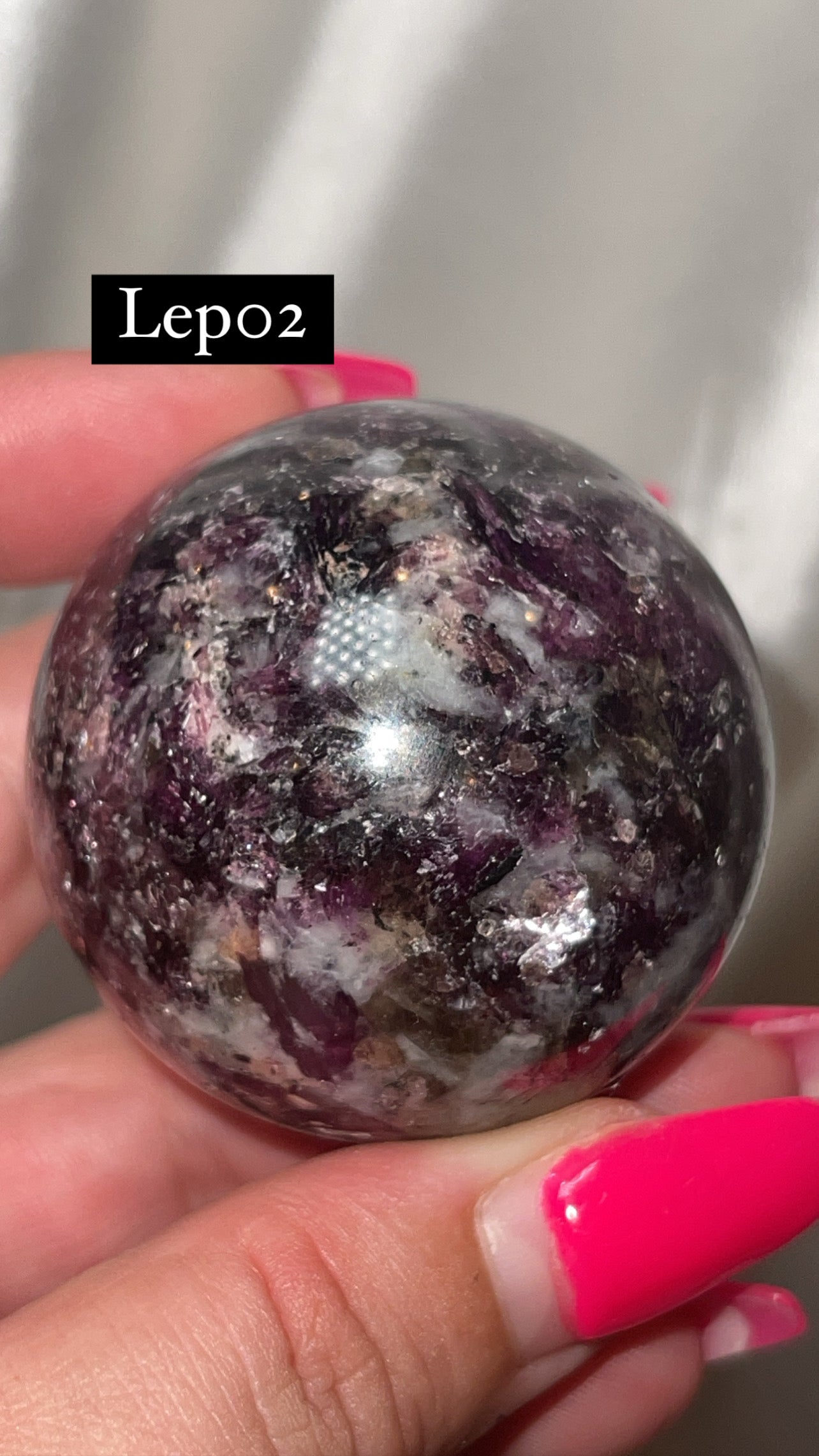 Mica Lepidolite Sphere with Pink Metal Stand