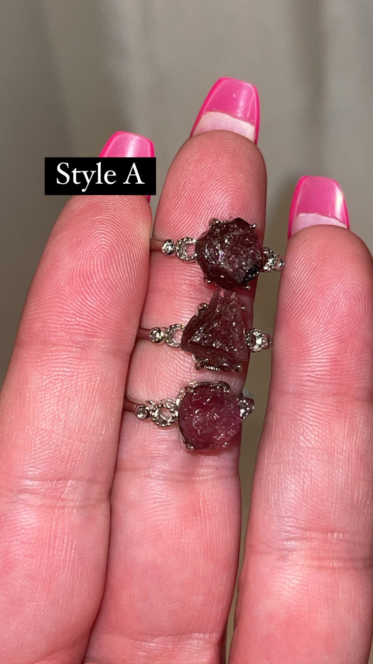 Pink Tourmaline Raw Adjustable Ring