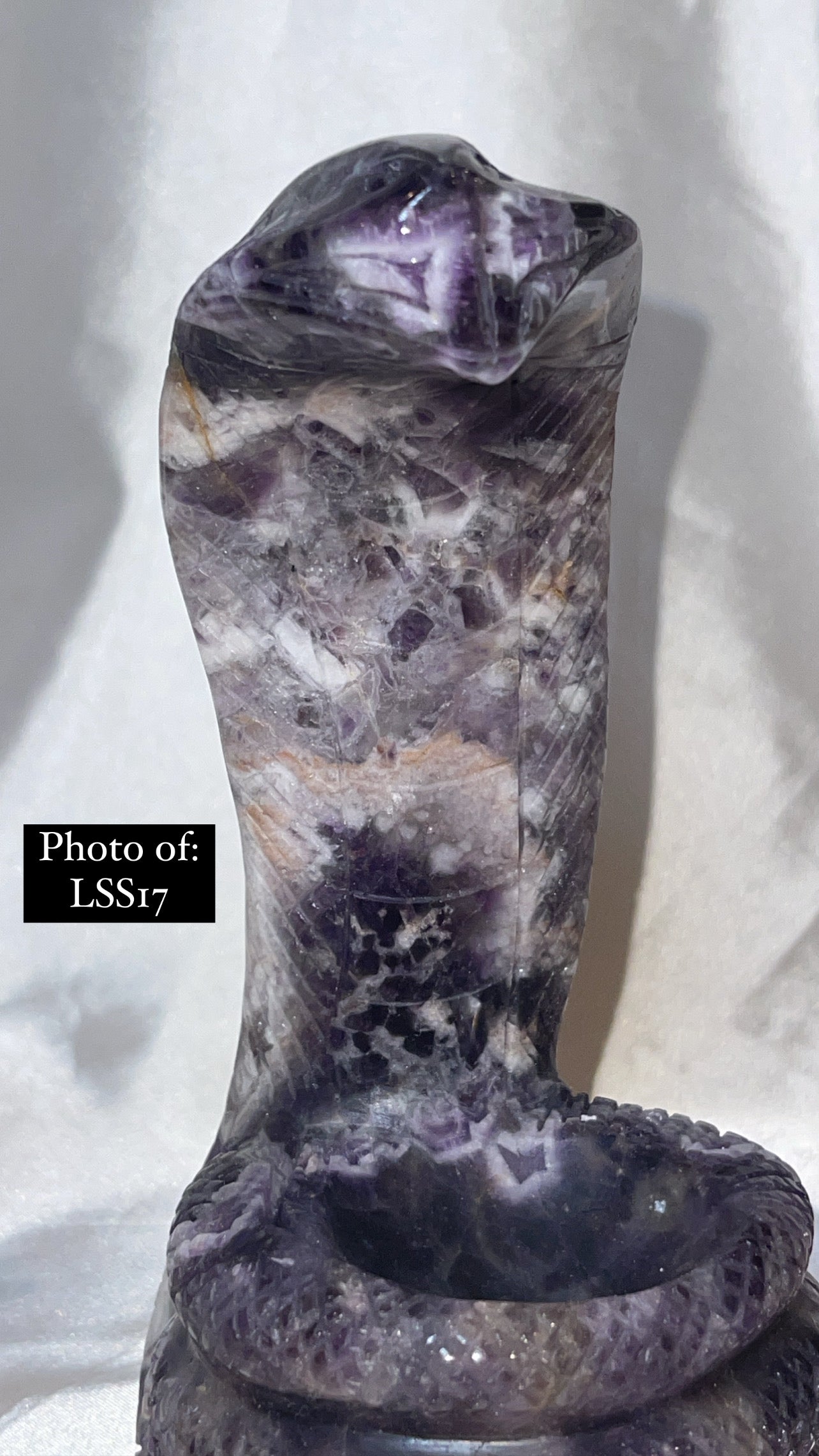 Dream Amethyst Large Snake Sphere Holder Carving