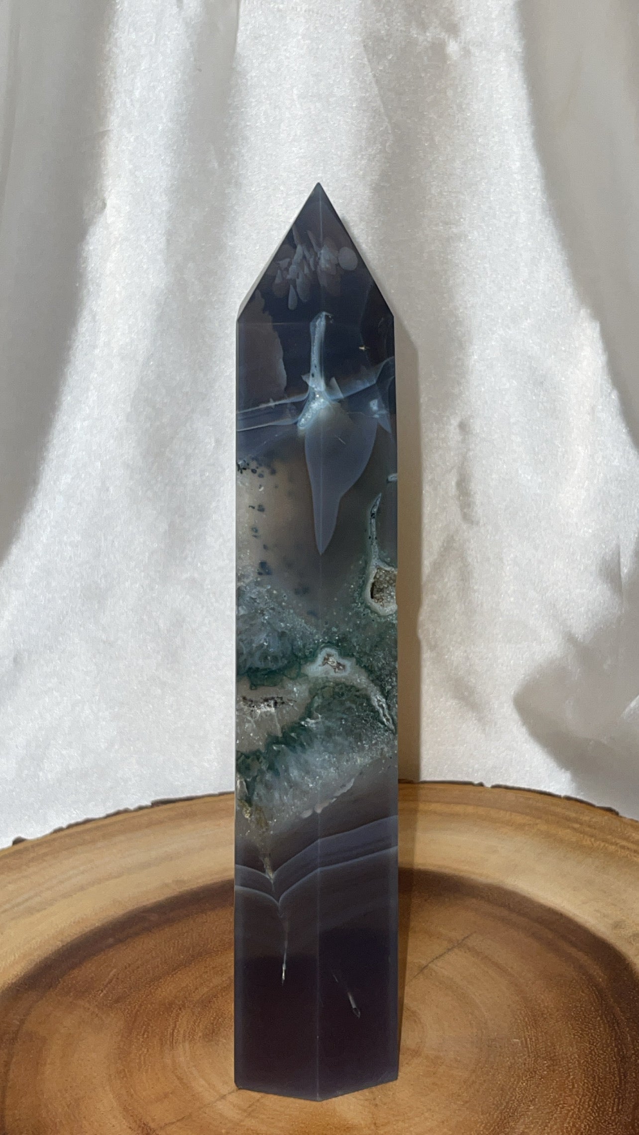 Chlorite Quartz with Banded Agate Large Tower