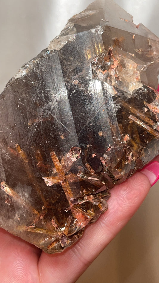 Rare Red Epidote Smoky Quartz AAA Large Raw Point